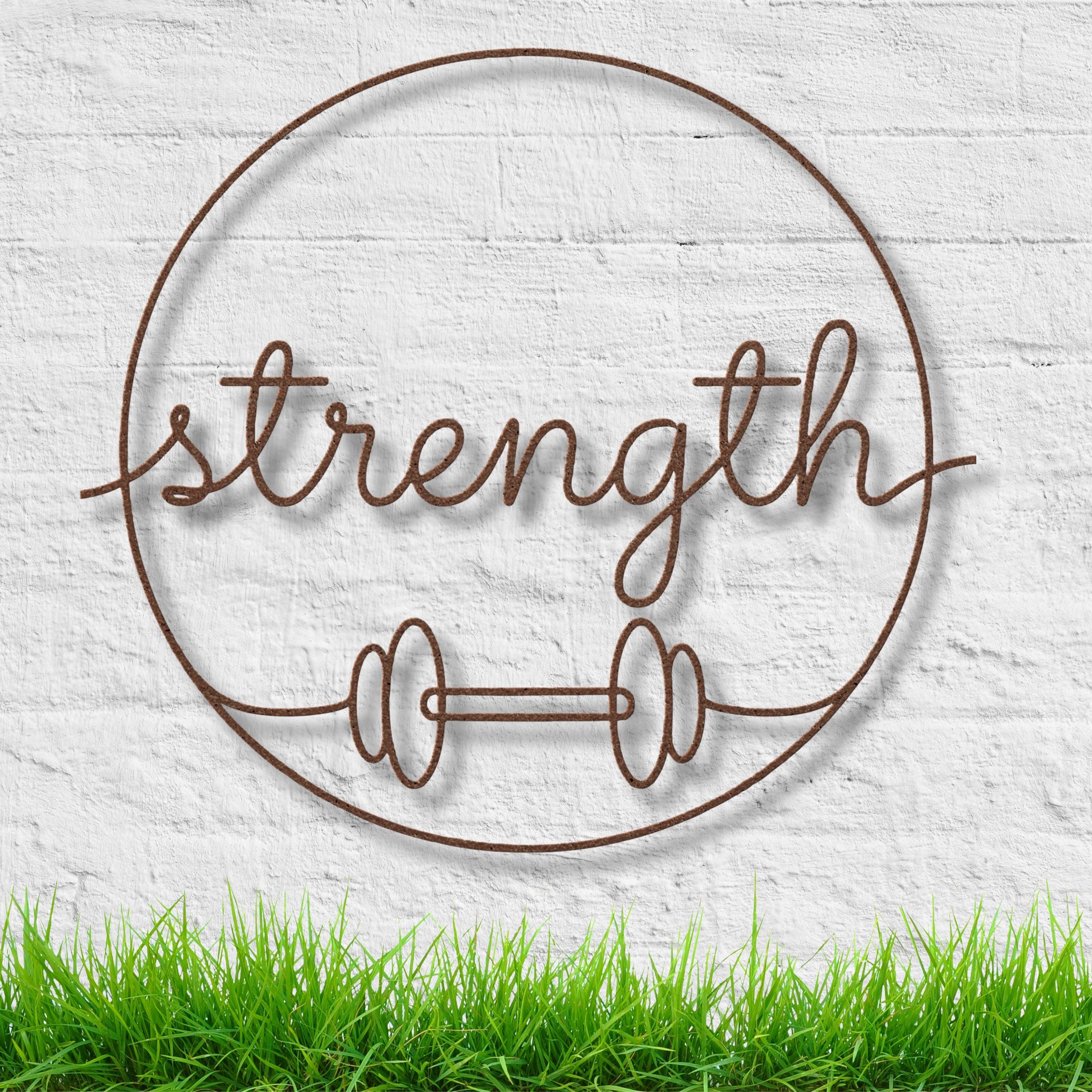 Strength Dumbbell Sign - Metal Wall Art | Gym Motivation & Fitness Decor