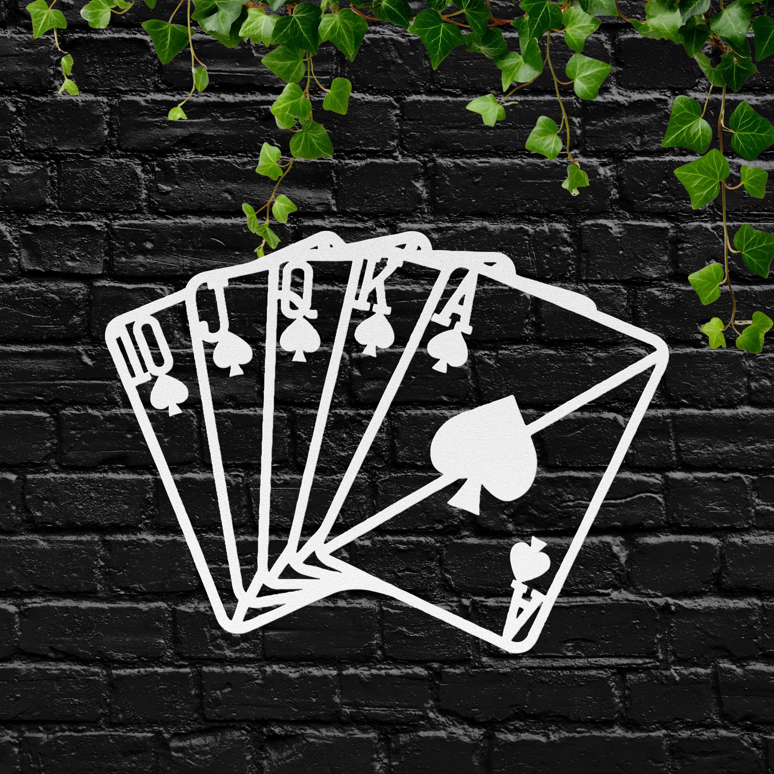 Royal Flush Metal Sign - Poker Game Decor | Spades Ace Wall Art, Man Cave Gift