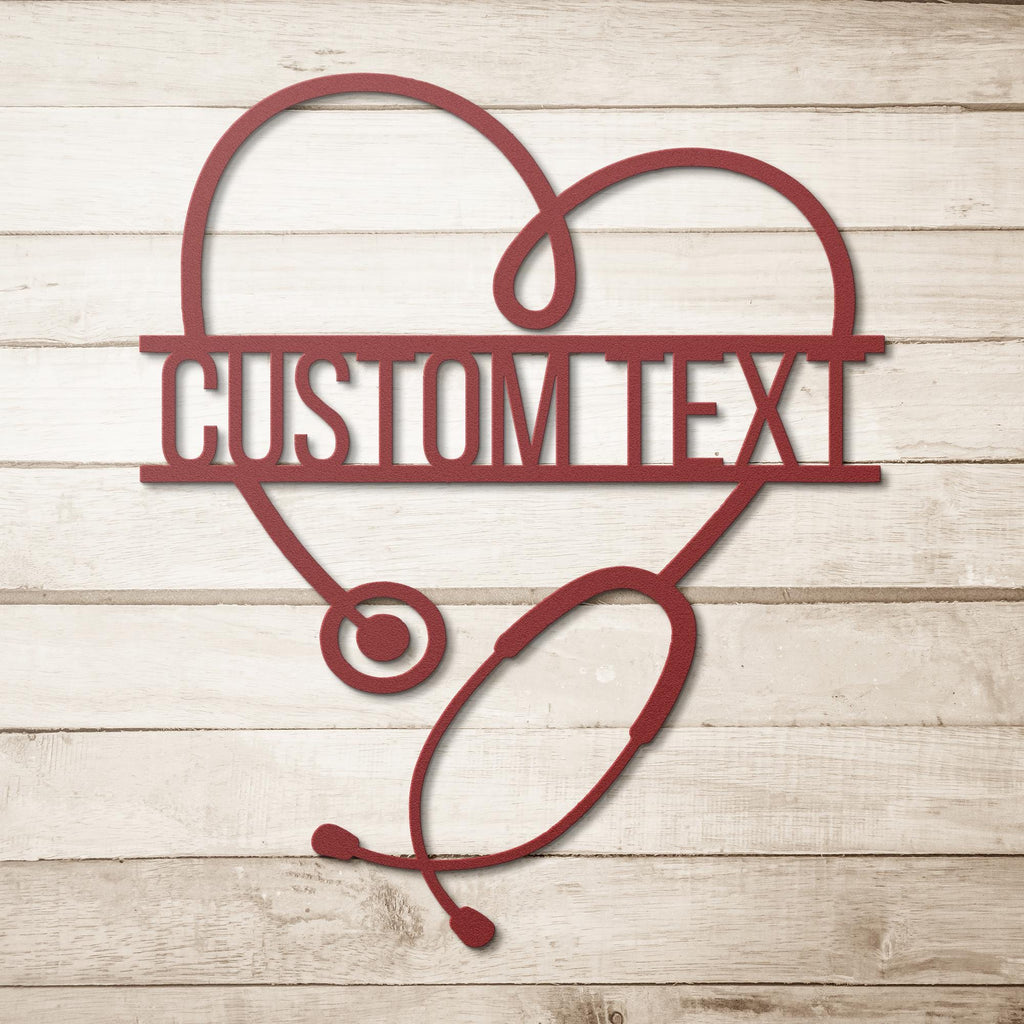 Custom Stethoscope Sign - Personalized Metal Heart Wall Art | Doctor Nurse Gift