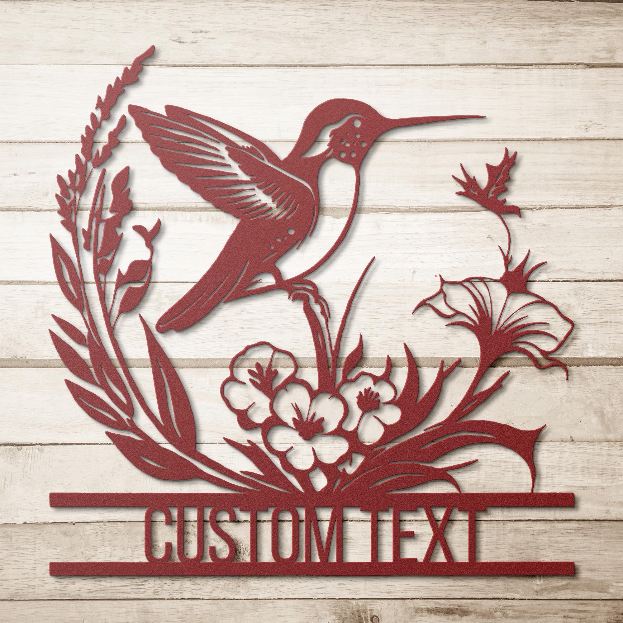 Personalized Hummingbird Metal Sign, Custom Garden Decor