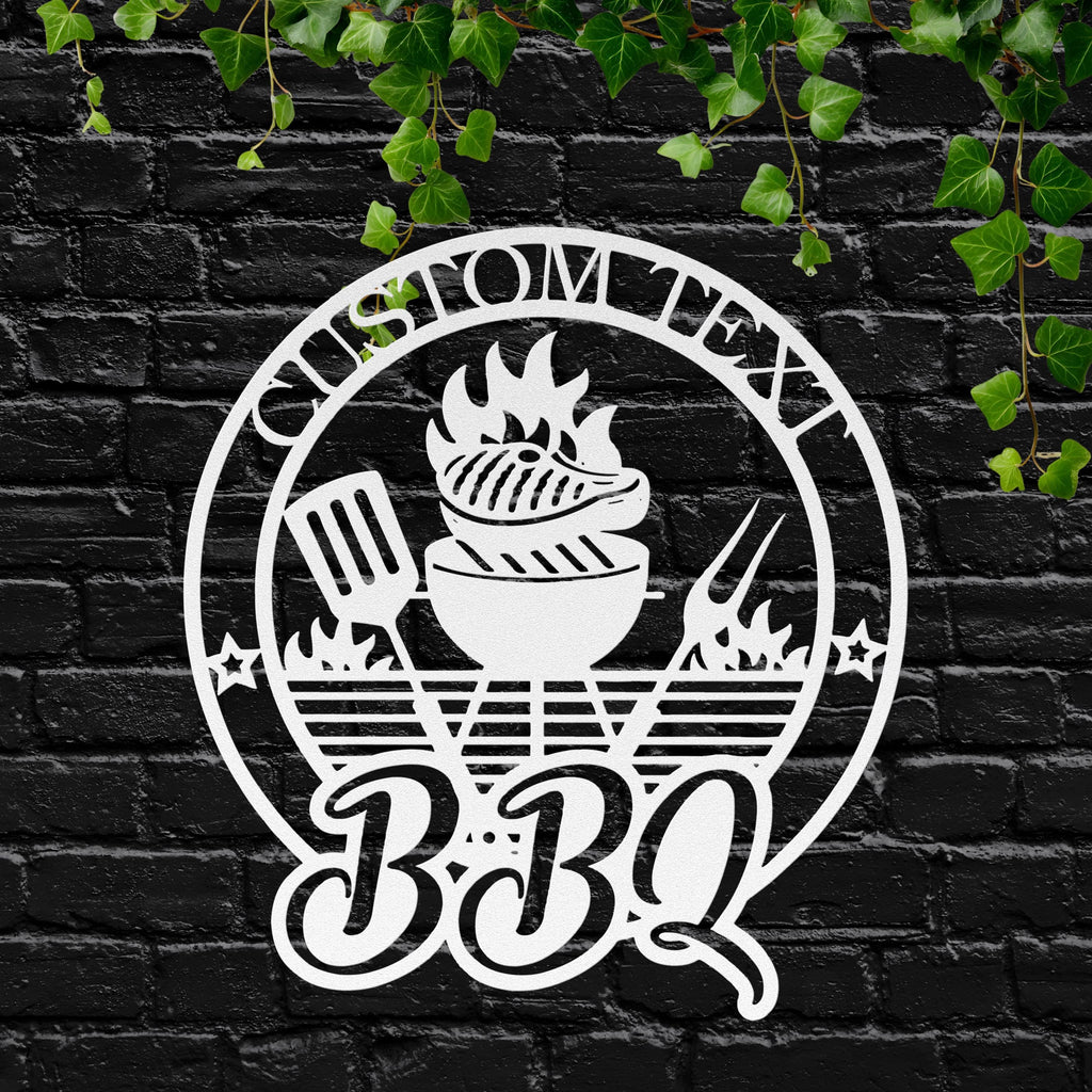 Custom BBQ Grill Master Metal Sign | Personalized Patio Kitchen Decor | Barbecue Pit Meat Smoker Die Cut Gift