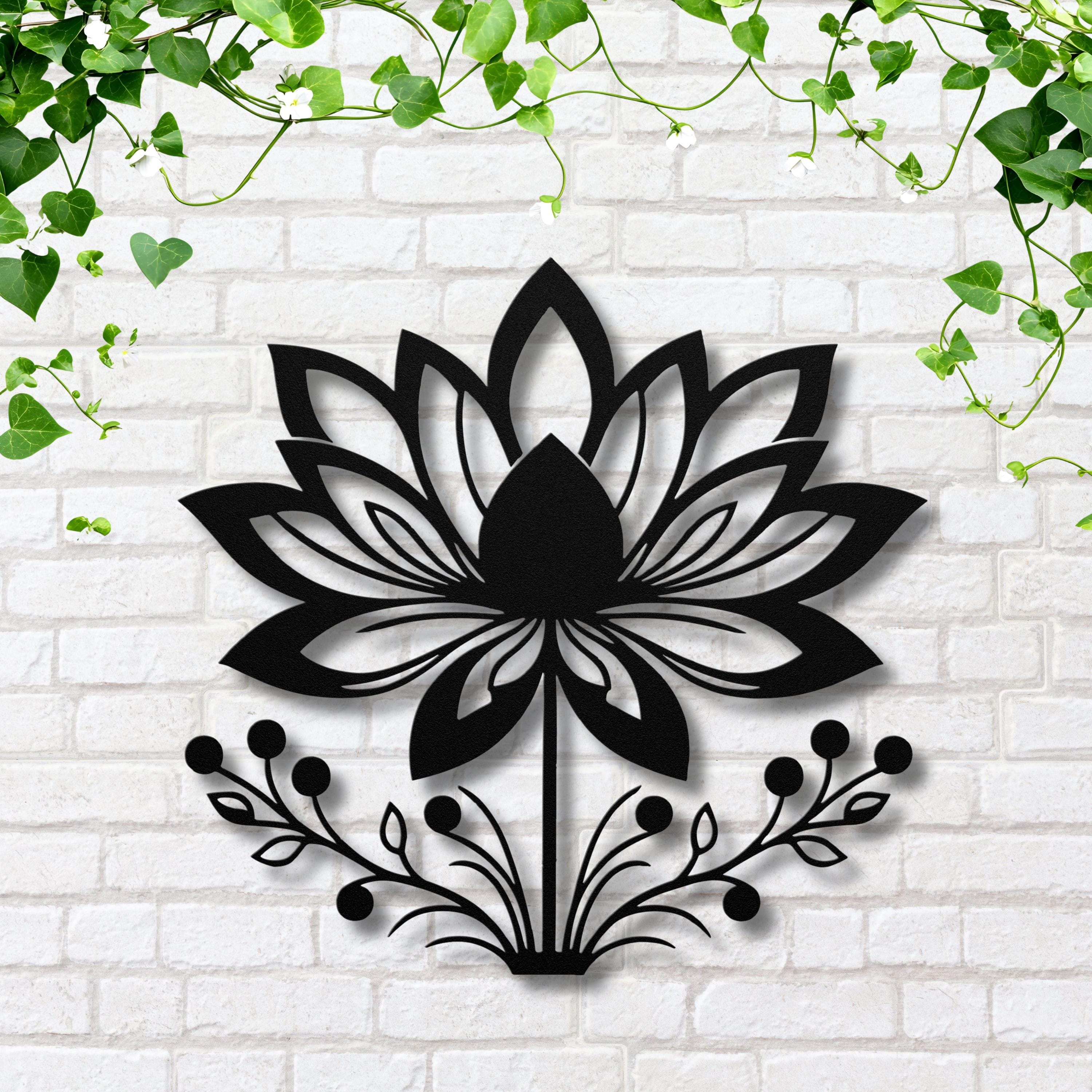 Lotus Flower Metal Art - Mandala Wall Art | Floral Metal Sign for Yoga Studio Decor