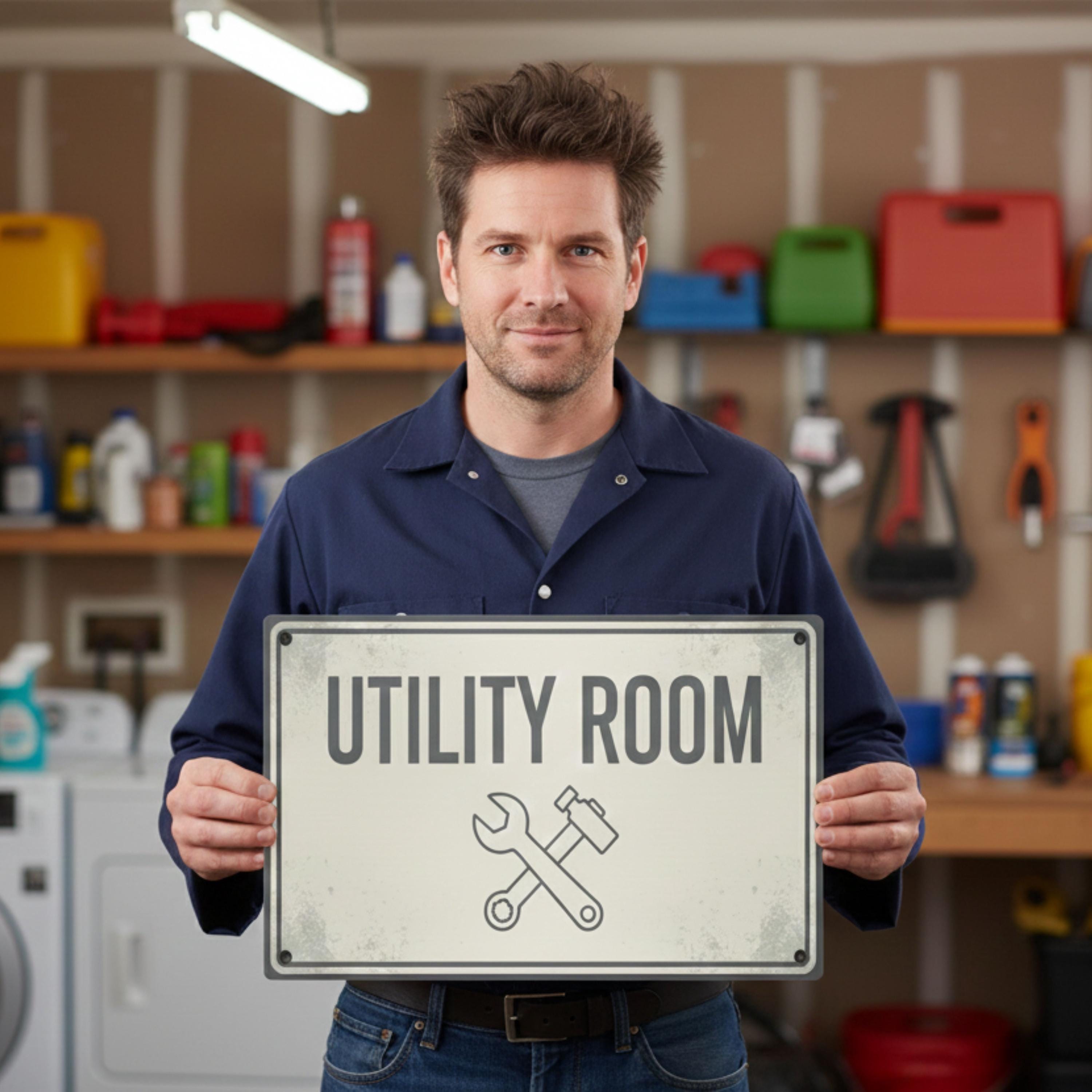 Utility Room Metal Sign, Garage Workshop Decor, Tool Room Wall Art, Maintenance Area Sign
