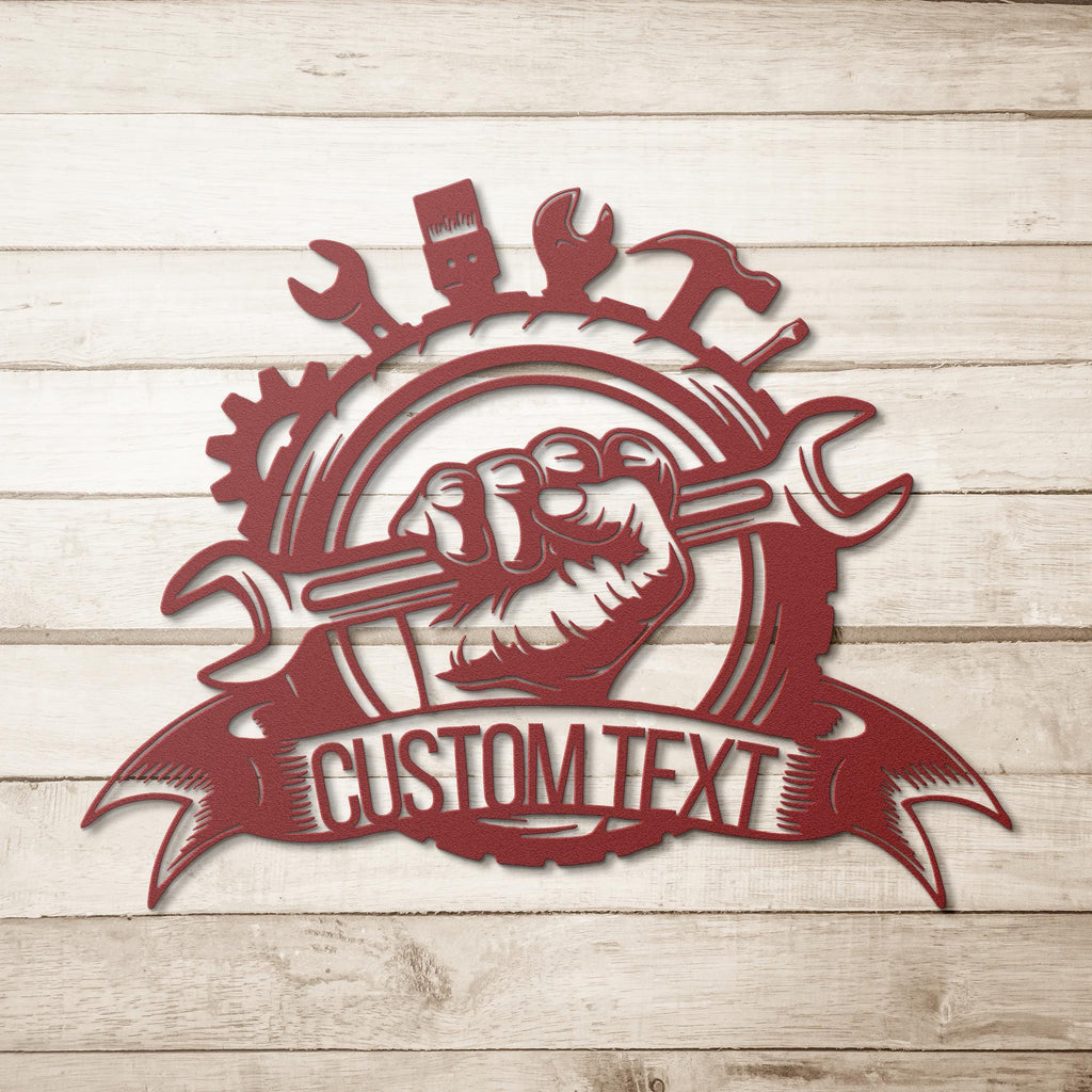 Personalized Mechanic Sign - Custom Garage Sign | Durable Steel Workshop Metal Plaque