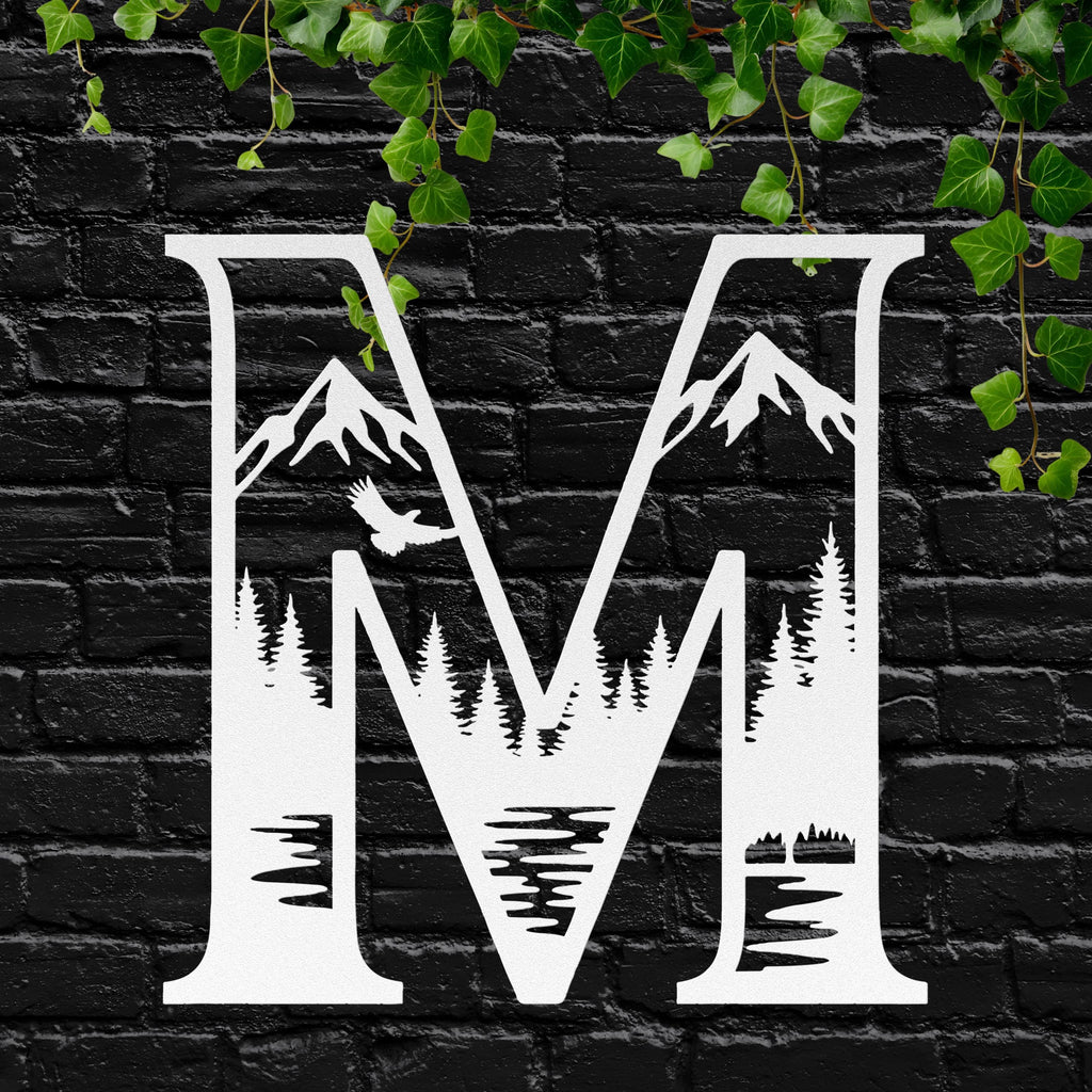 Custom Mountain Forest, Metal Letter Sign, Nature Lover Gift, Outdoor Cabin Wall Decor