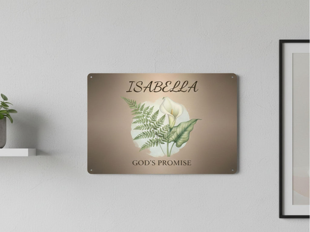 Personalized Name Meaning Metal Sign, Calla Lily Floral Wall Art, Custom Nursery Decor
