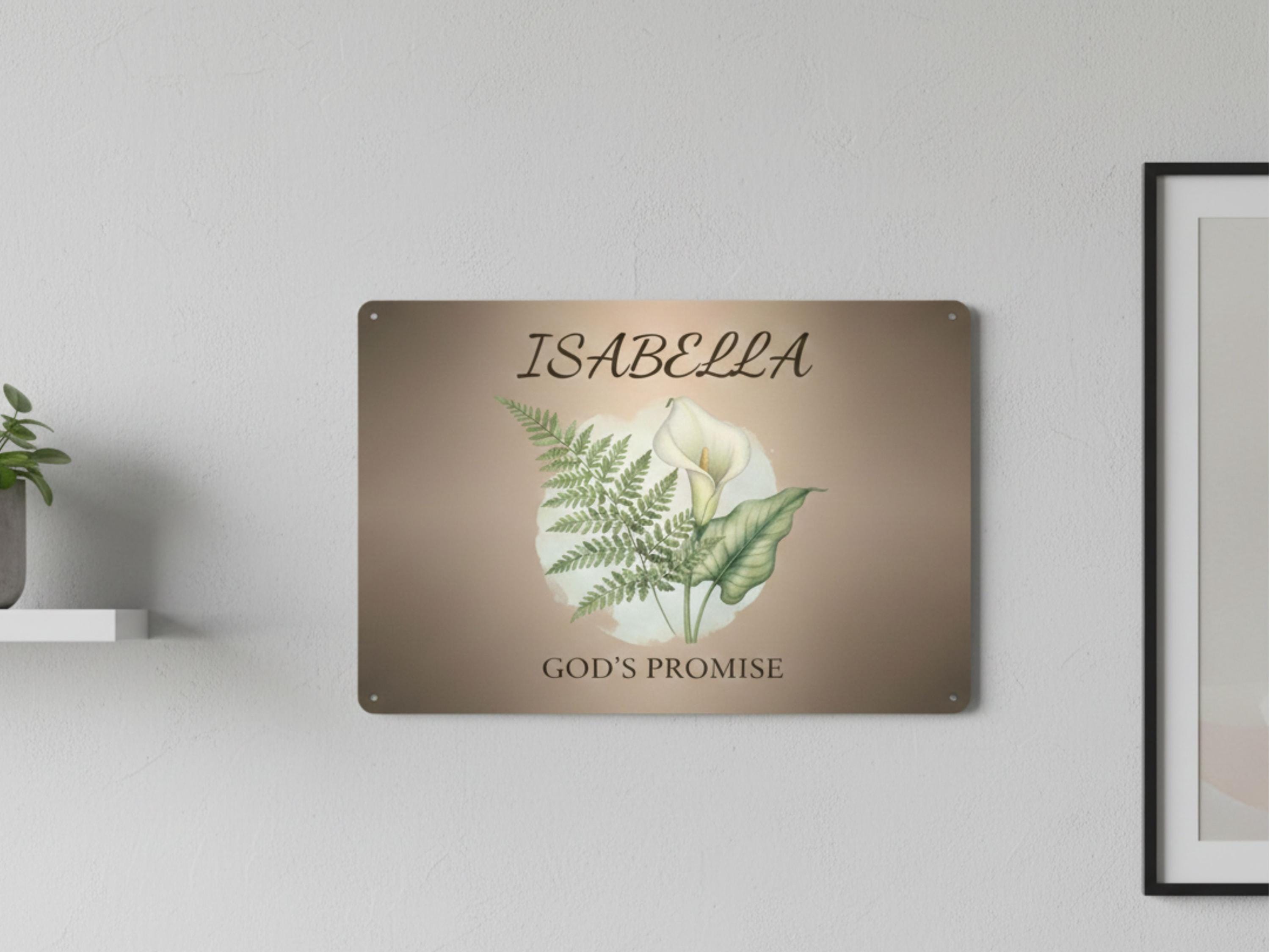Personalized Name Meaning Metal Sign, Calla Lily Floral Wall Art, Custom Nursery Decor