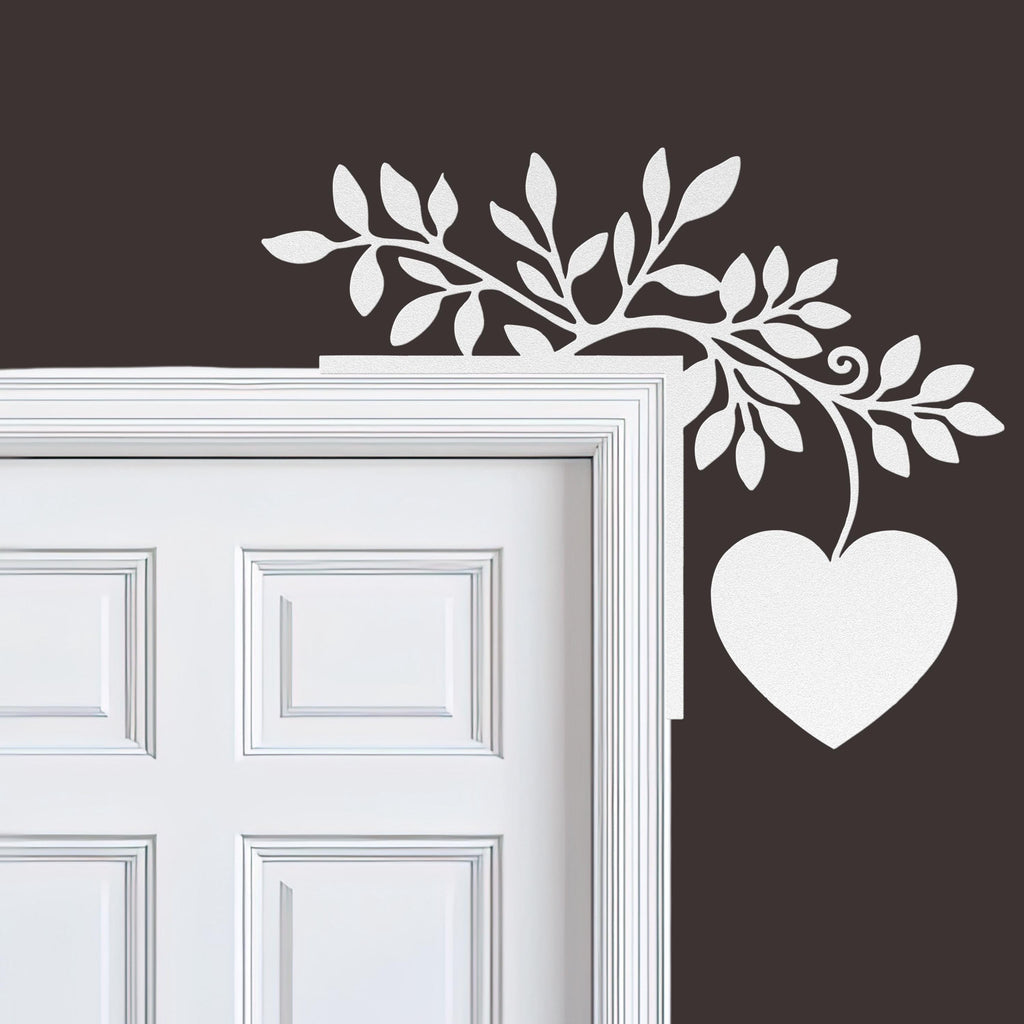 Heart and Leaf Metal Door Corner Sign, Romantic Wall Art, Wedding Anniversary Gift