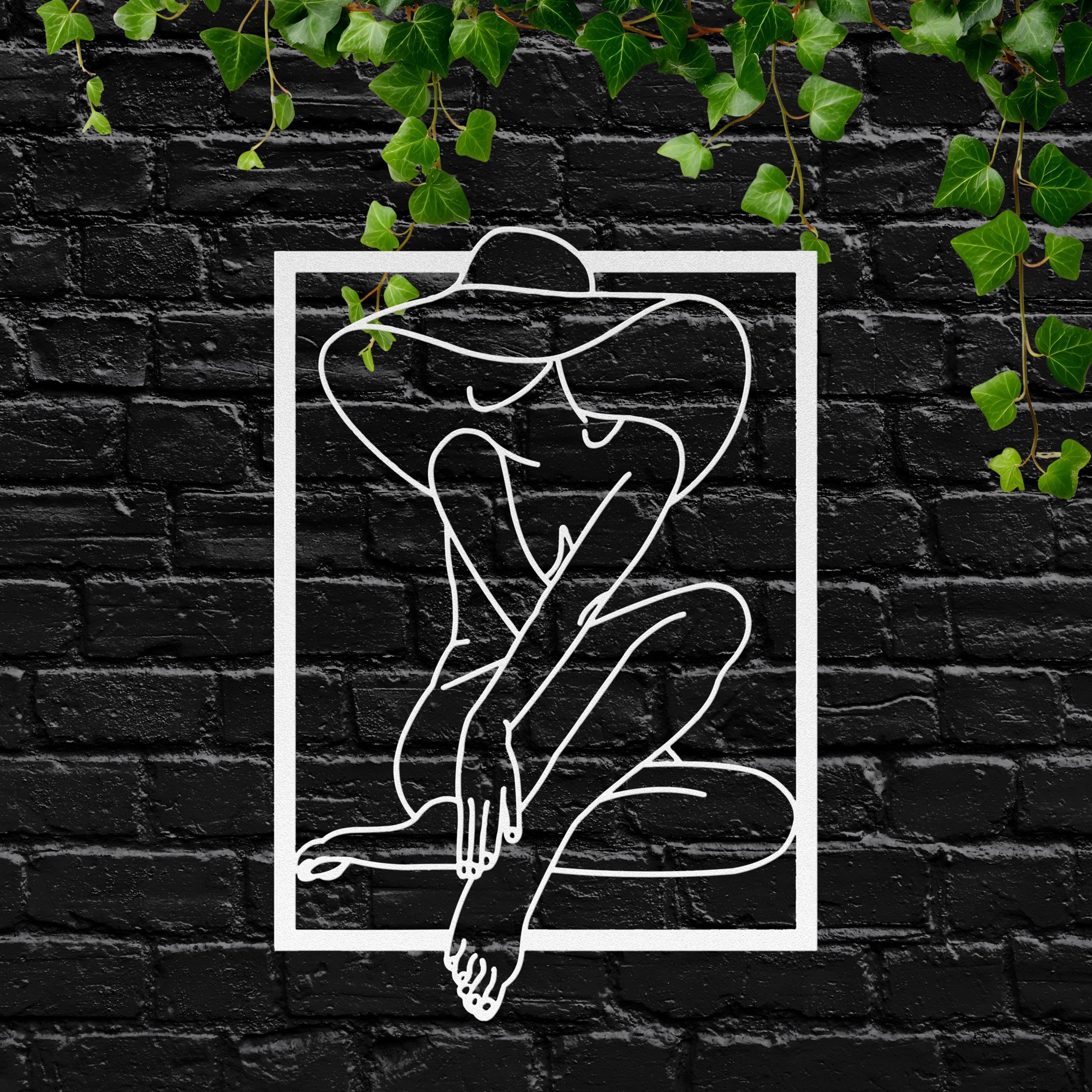 Minimalist Woman Line Art Metal Sign, Boho Wall Decor