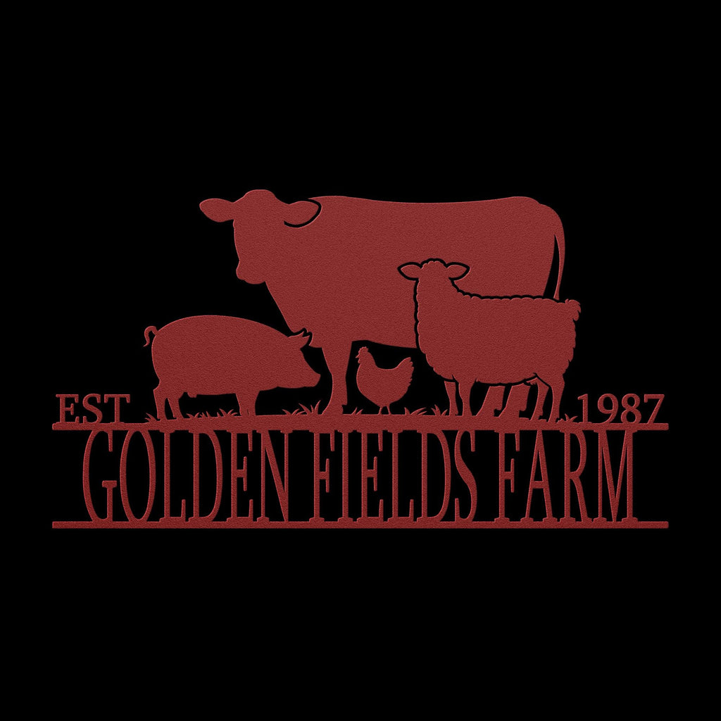 Custom Metal Farm Sign: Ranch Name, Livestock Silhouette, Outdoor Decor