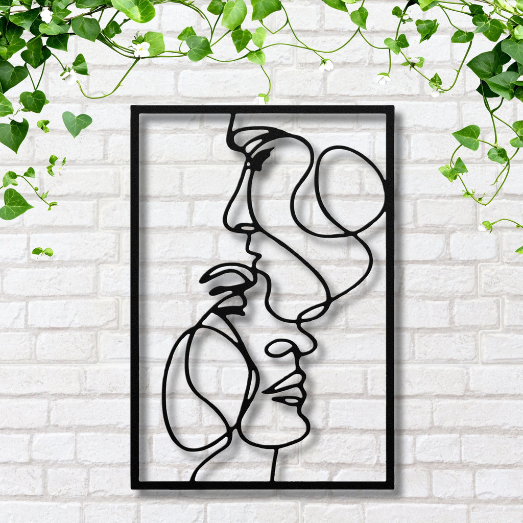 Romantic Metal Wall Art – Abstract Love Line Artwork | Anniversary Gift Decor