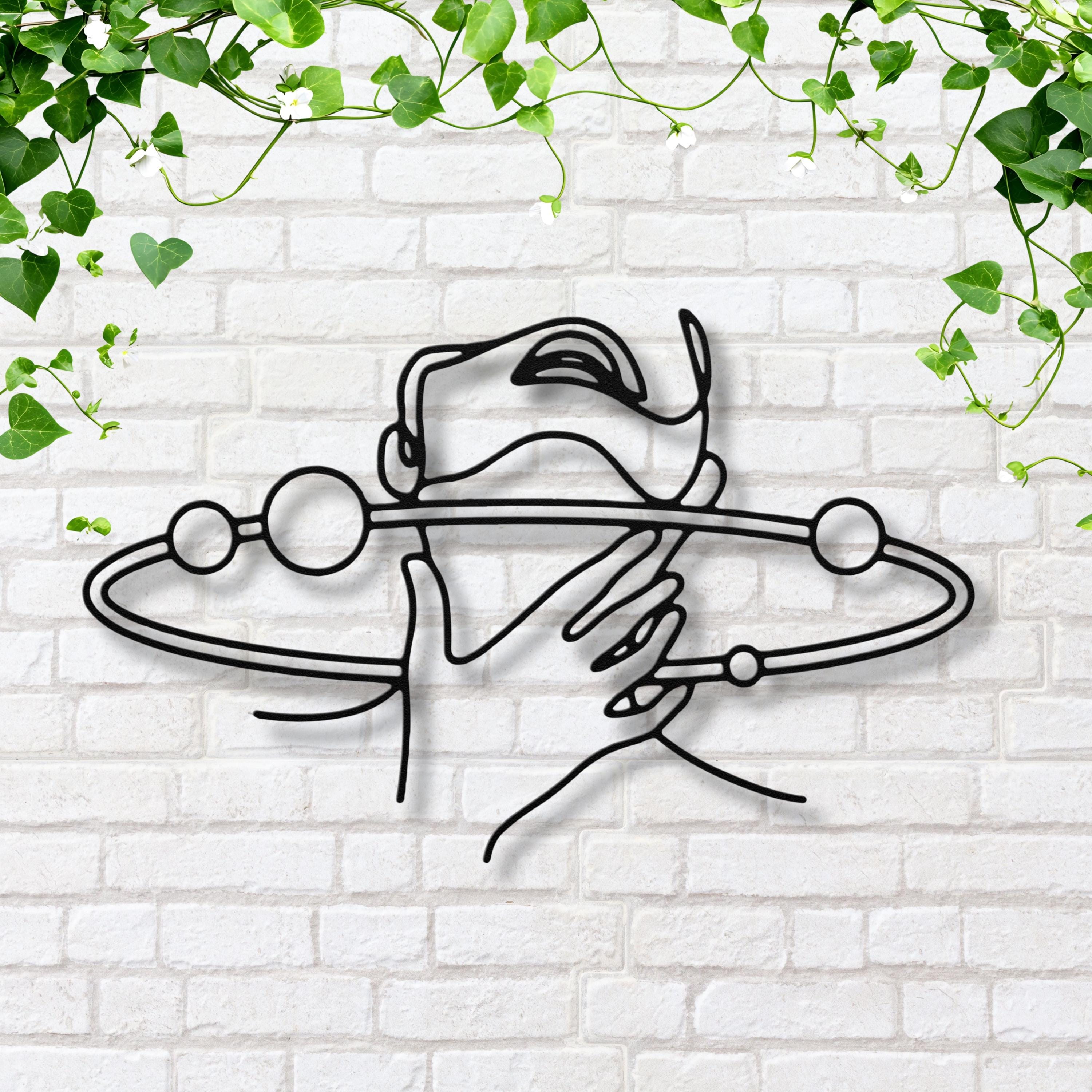 Cosmic Head Line Art Metal Sign | Minimalist Galaxy Face Decor | Abstract Saturn Ring Silhouette | Unique Spiritual Gift