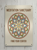 Custom Meditation Sanctuary Metal Sign, Personalized Yoga Studio Decor, Mandala Wall Art, Zen Peace Gift