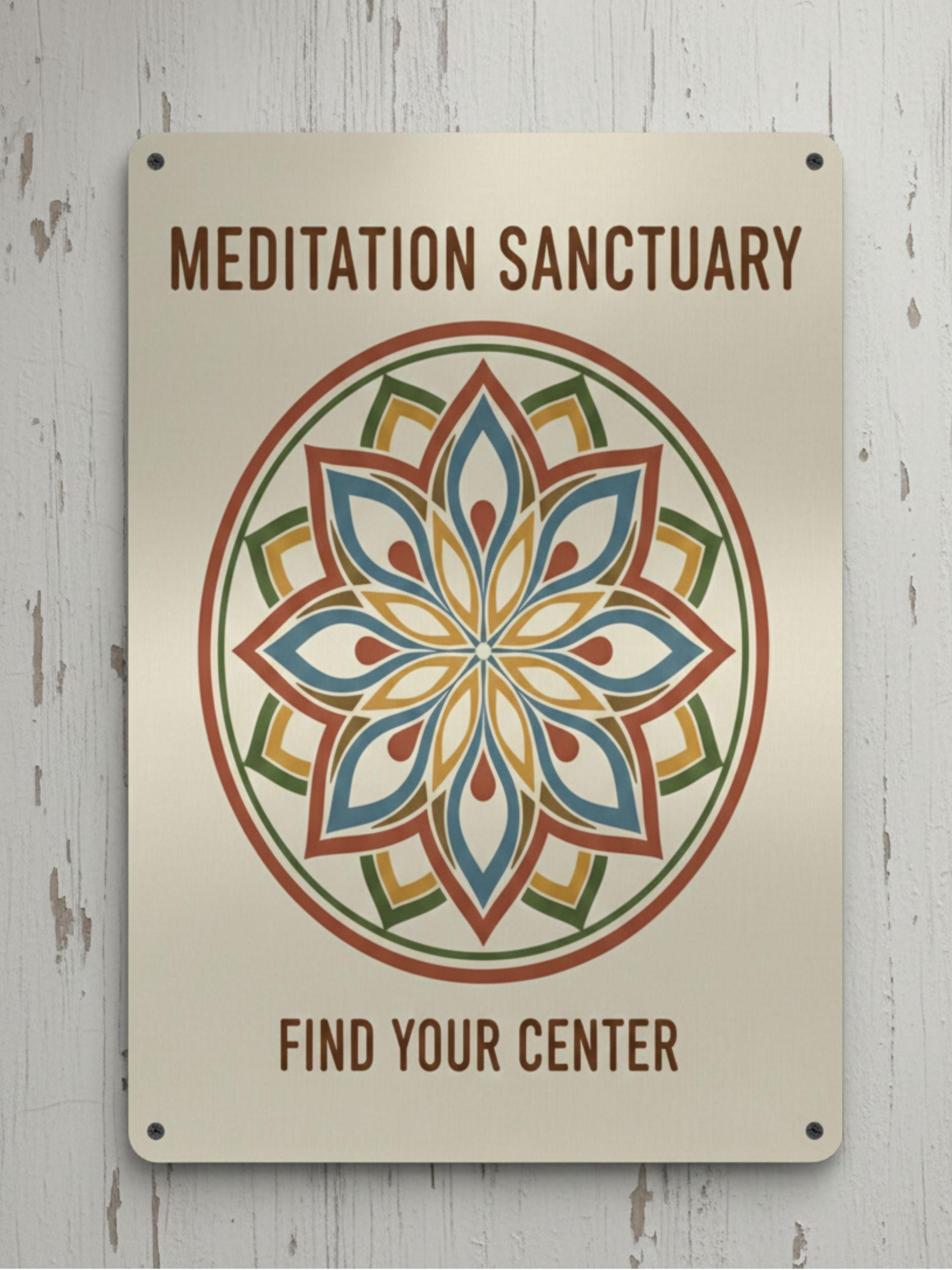 Custom Meditation Sanctuary Metal Sign, Personalized Yoga Studio Decor, Mandala Wall Art, Zen Peace Gift