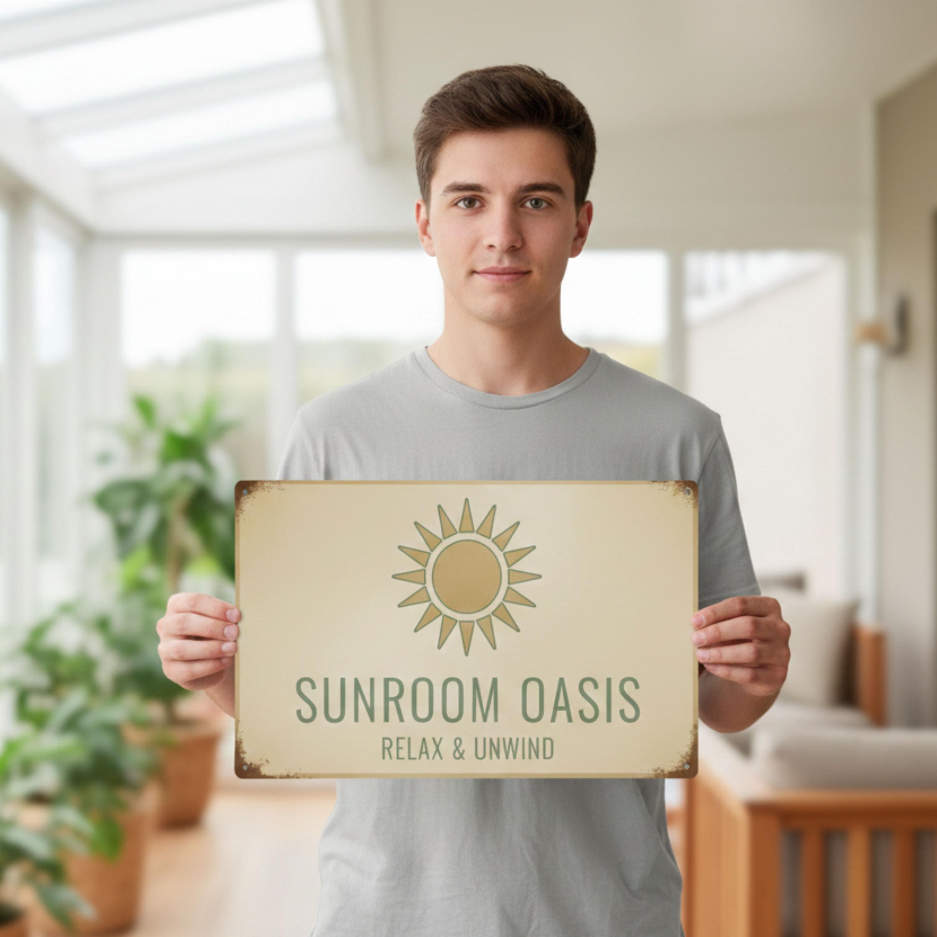 Custom Sunroom Oasis Metal Sign, Relax and Unwind Wall Decor, Indoor Garden Gift