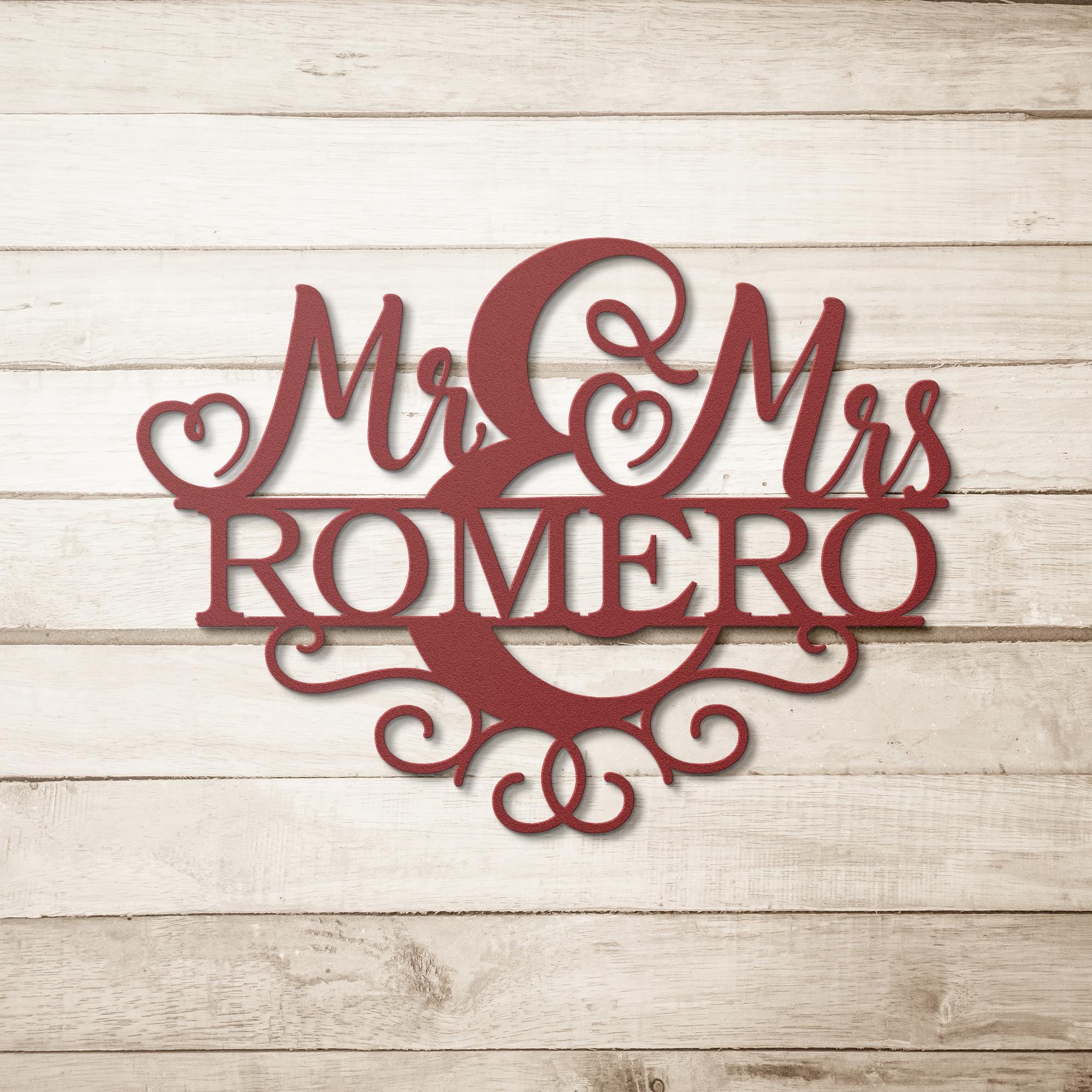 Personalized Mr & Mrs Metal Last Name Sign, Wedding Gift