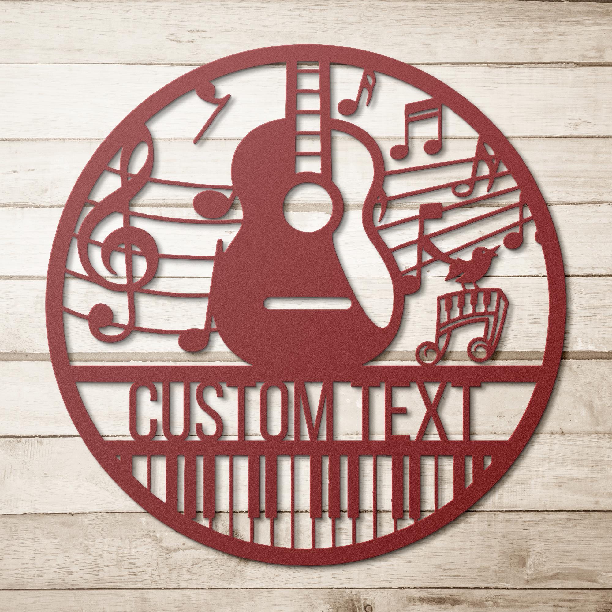 Custom Guitar Metal Sign | Personalized Music Lover Gift | Treble Clef Notes Piano Keyboard Wall Art