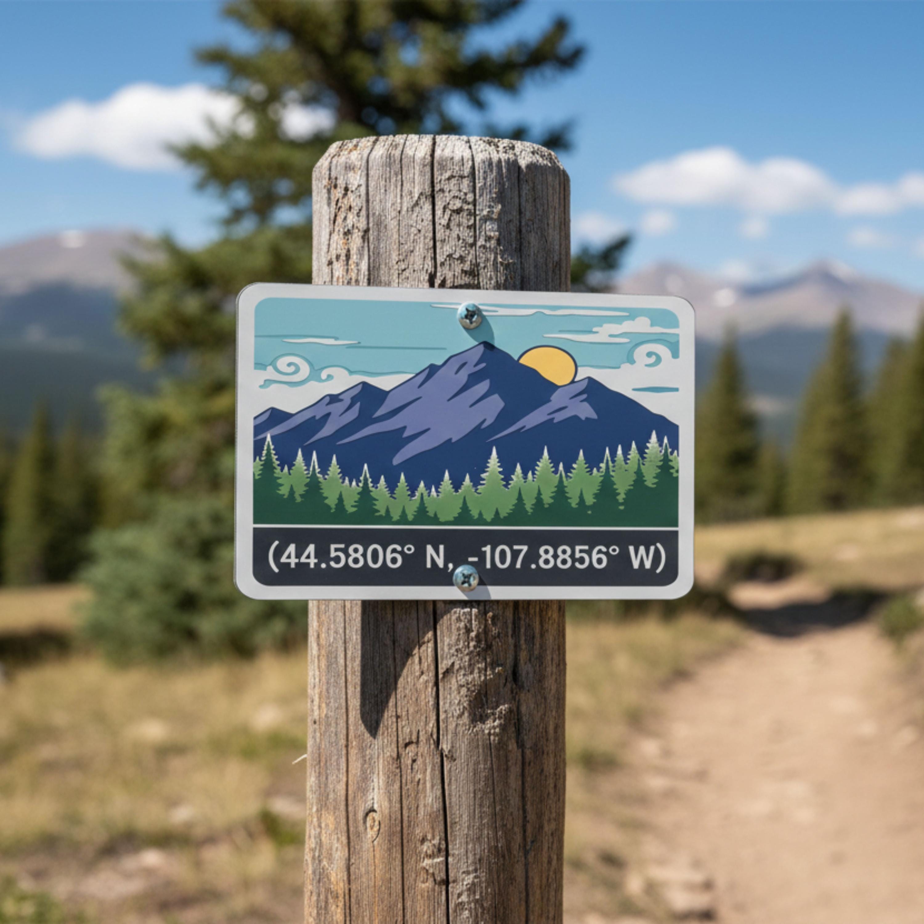 Custom Coordinate Metal Sign, Personalized Mountain Range Wall Art, Adventure Decor, Hiker Gift