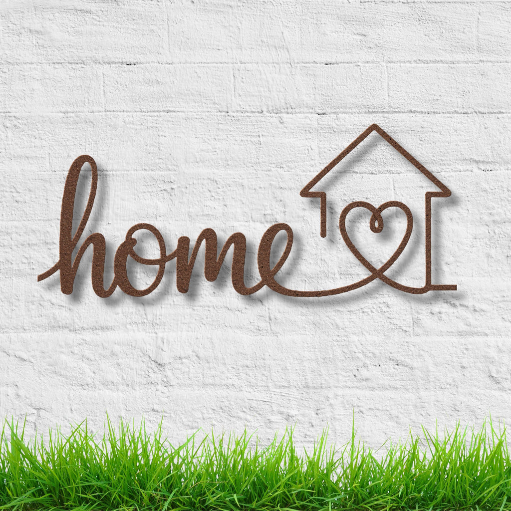 Home Heart Metal Wall Art, Die Cut Sign, Housewarming Gift, Minimalist Home Decor
