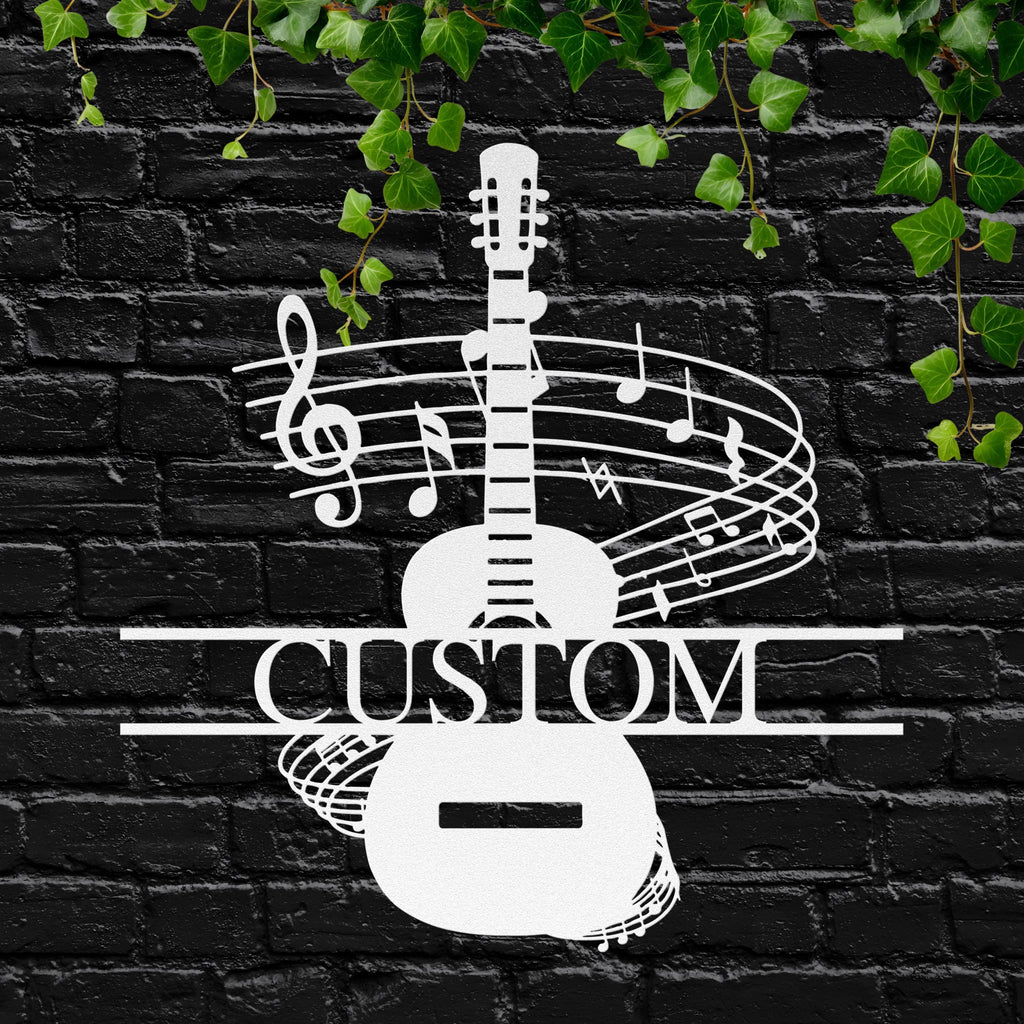 Personalized Guitar Sign - Custom Name Musician Metal Art | Split Monogram Studio Decor