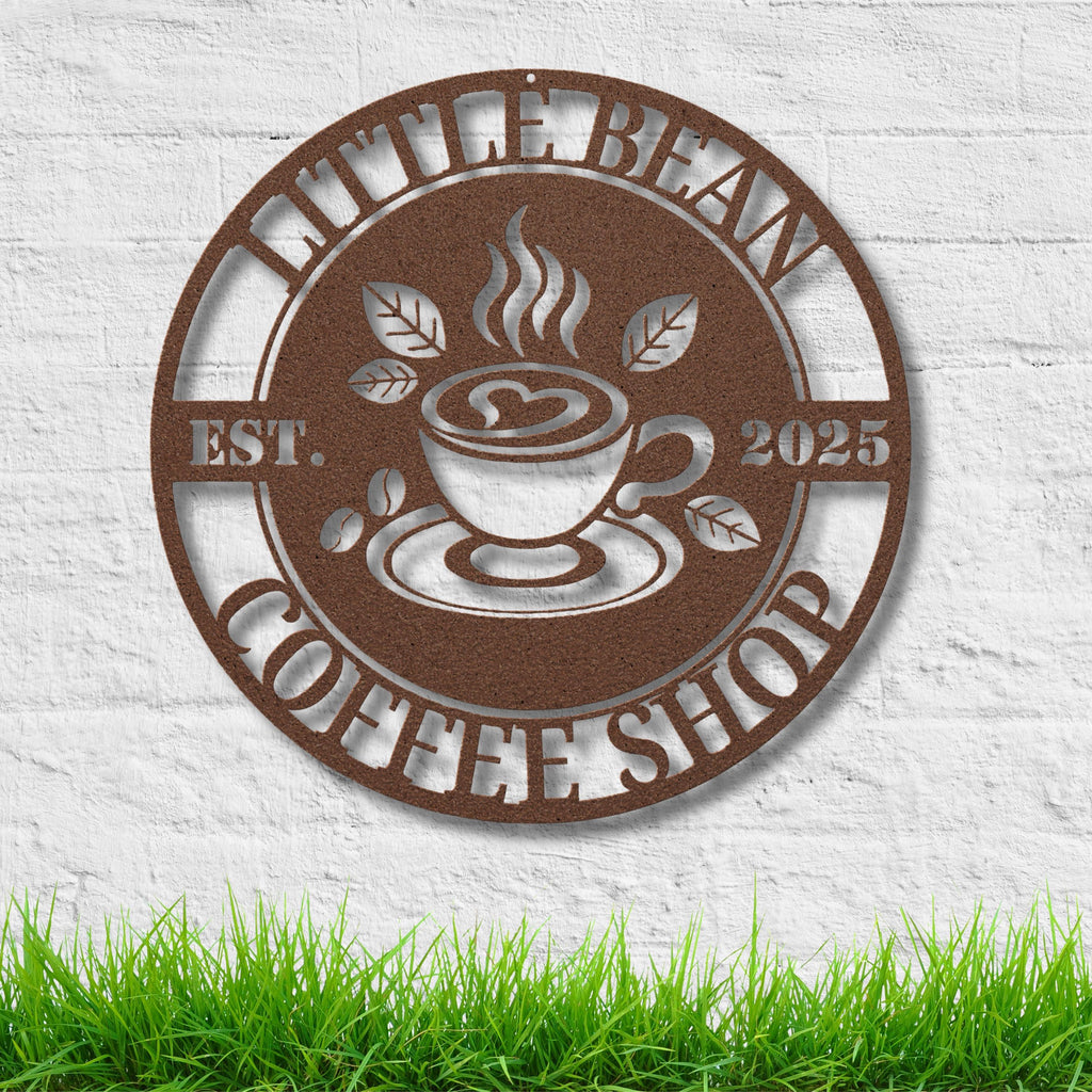 Personalized Coffee Shop Sign – Custom Cafe Decor | Durable Steel Metal Plaque