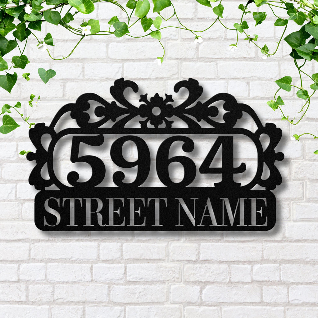 Custom House Number Sign – Ornate Metal Address Plaque | Rustic Curb Appeal Decor