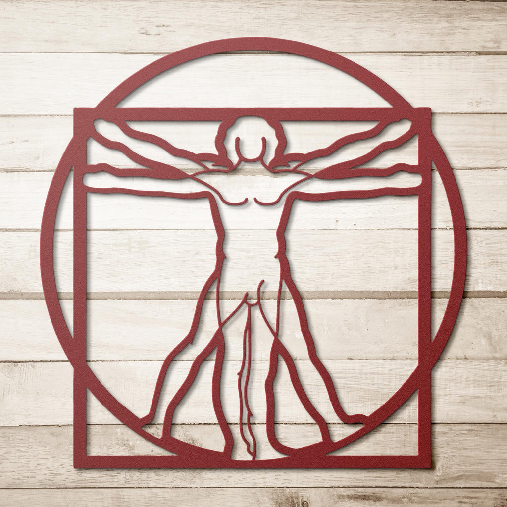 Vitruvian Man Metal Art - Leonardo Da Vinci Sign | Anatomical Wall Decor