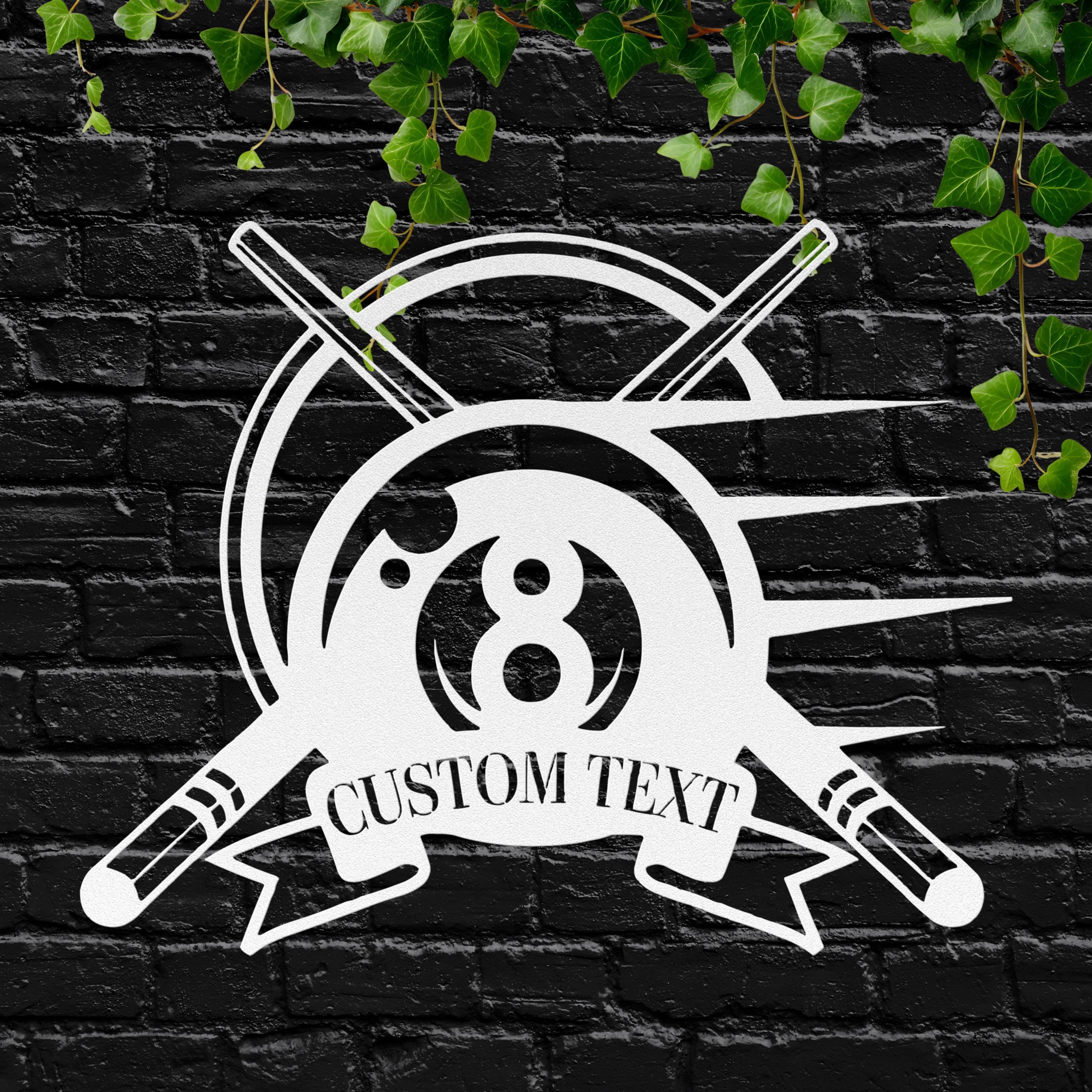 Personalized 8 Ball Metal Sign, Custom Pool Hall Decor