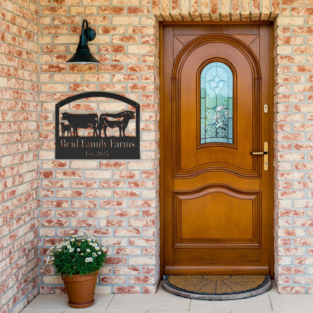 Personalized Cattle Farm Sign | Custom Cow Ranch Metal Art | Livestock Family Die-Cut | Established Date Barn Decor