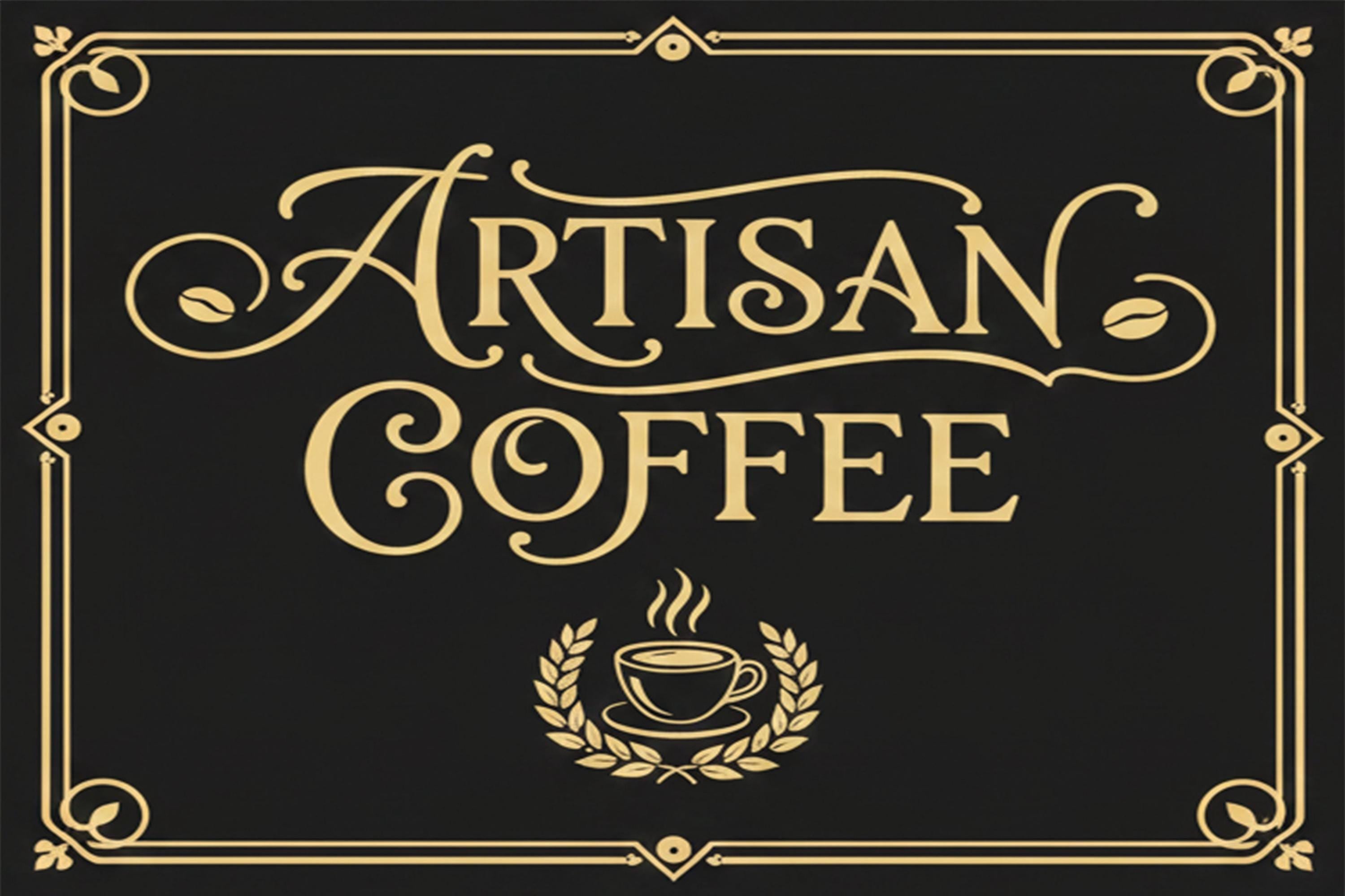 Artisan Coffee Metal Sign, Vintage Coffee Shop Decor, Black and Gold Cafe Wall Art, Retro Espresso Plaque, Latte Lover Gift