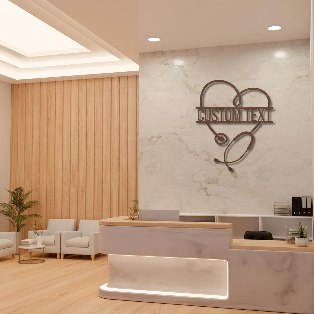 Custom Stethoscope Sign - Personalized Metal Heart Wall Art | Doctor Nurse Gift