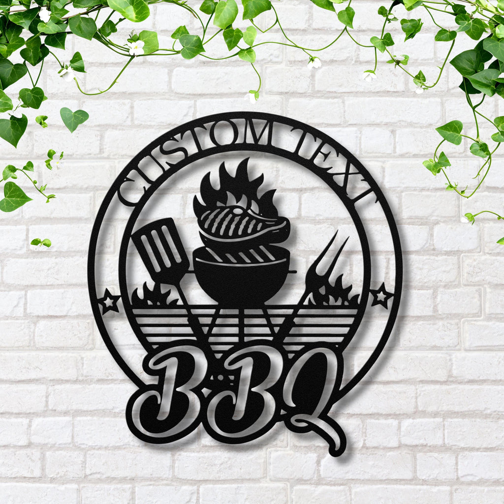 Custom BBQ Grill Master Metal Sign | Personalized Patio Kitchen Decor | Barbecue Pit Meat Smoker Die Cut Gift