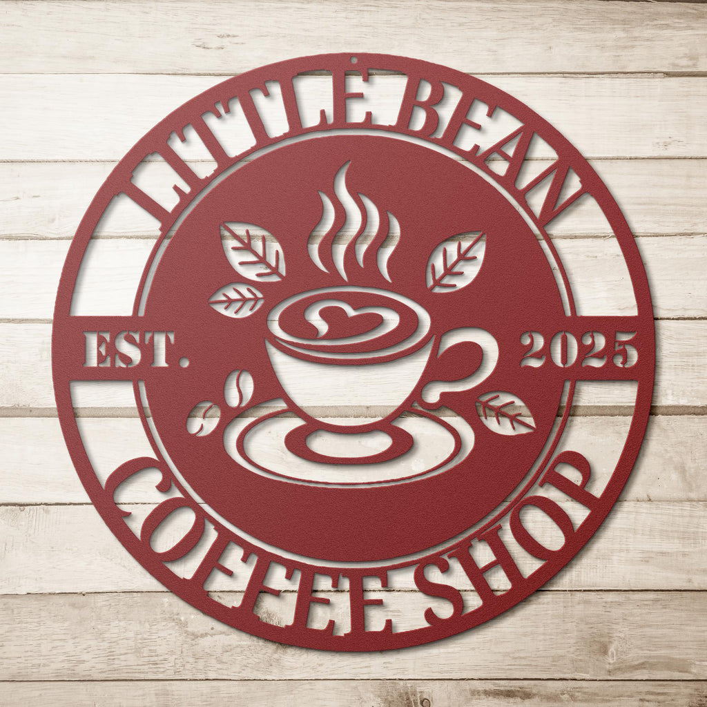 Personalized Coffee Shop Sign – Custom Cafe Decor | Durable Steel Metal Plaque