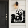 Personalized Deer Address Metal Sign, Cabin Decor