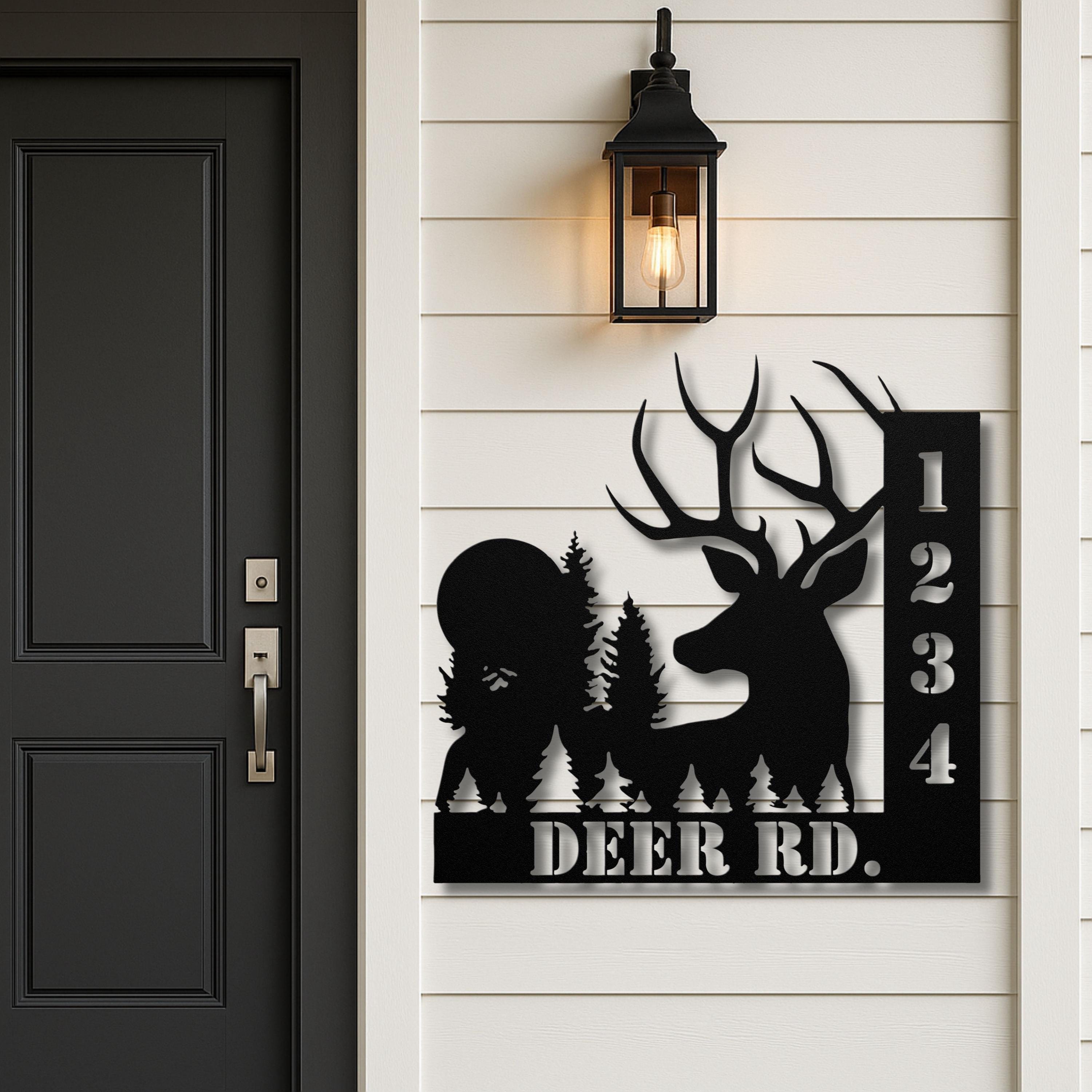 Personalized Deer Address Metal Sign, Cabin Decor
