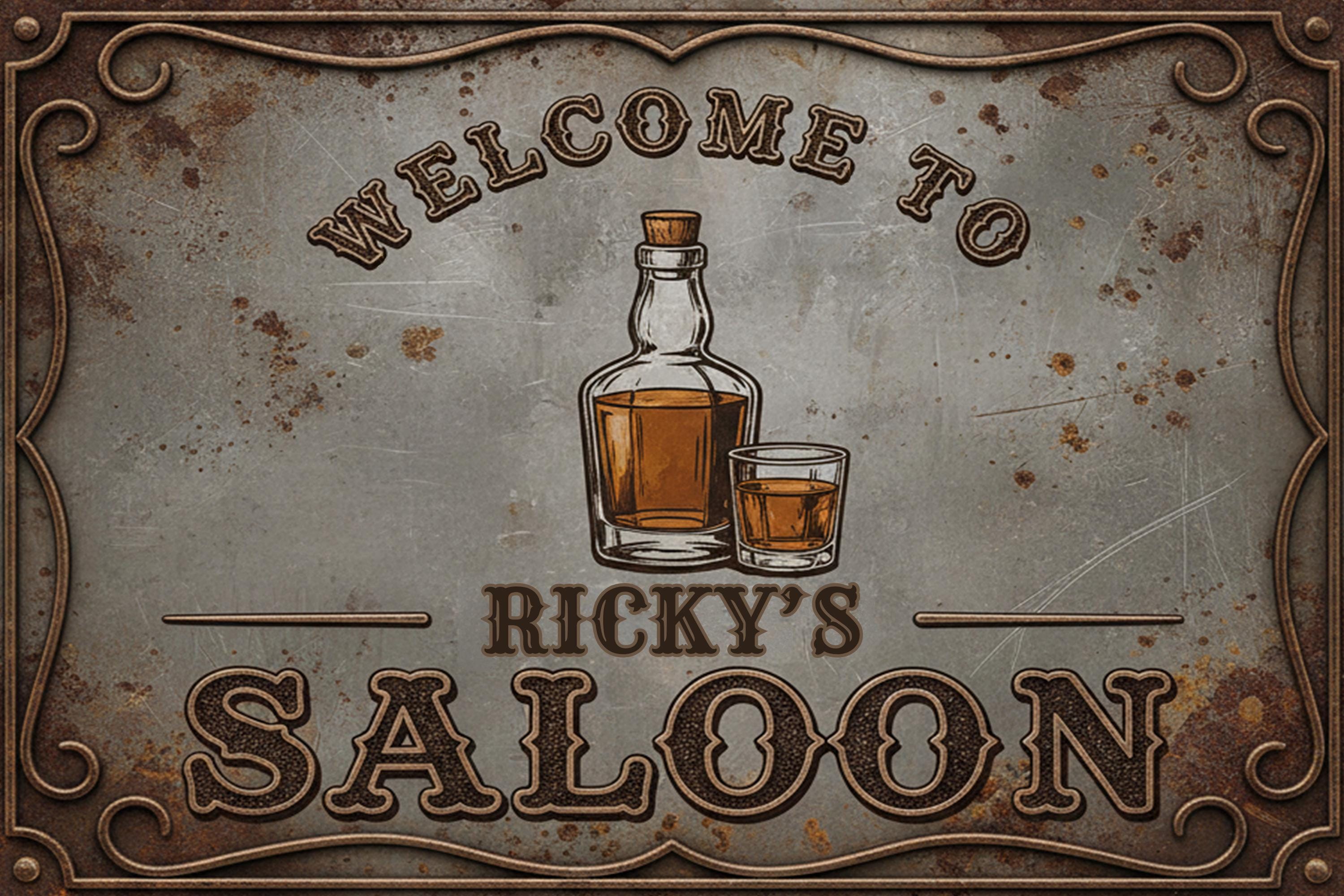 Personalized Saloon Sign - Custom Bar Sign | Western Metal Decor | Rustic Whiskey Wall Art