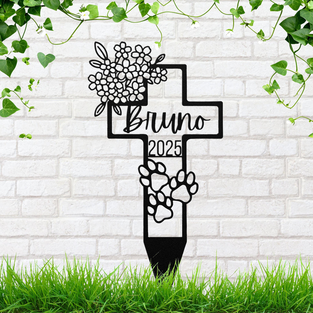 Pet Memorial Garden Stake - Custom Paw Print Sign | Personalized Pet Plaque Tribute