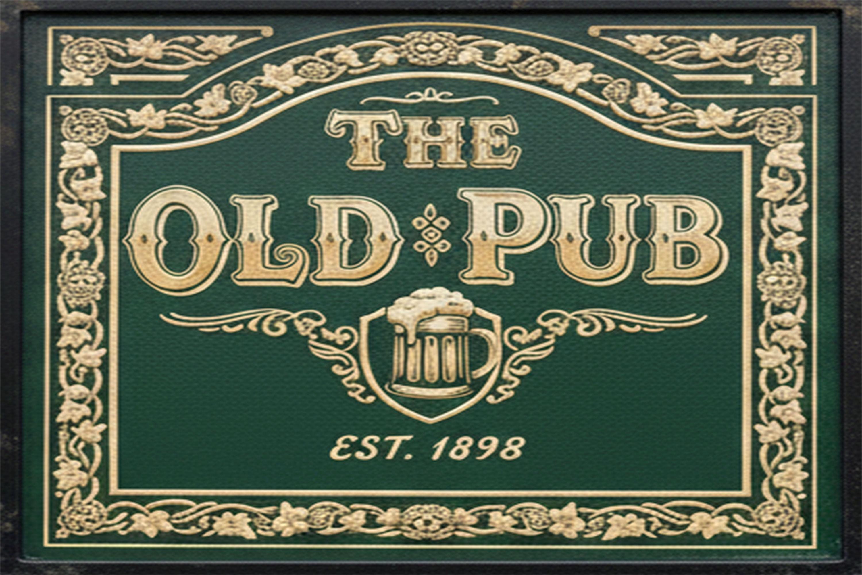 Vintage Pub Sign - Rustic Bar Decor with Beer Mug Emblem | Man Cave Signage