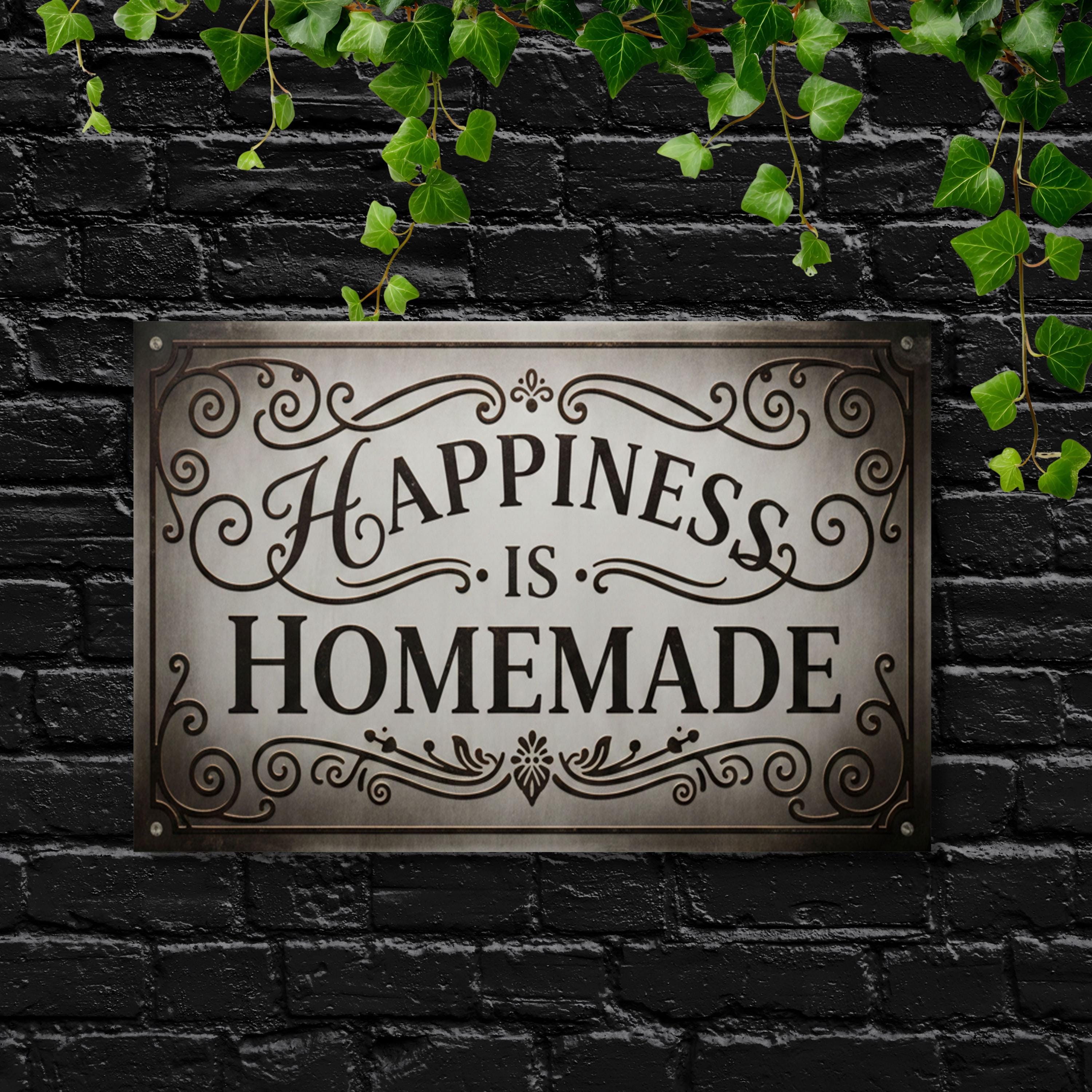 Happiness is Homemade Metal Sign, Kitchen Wall Art, Vintage Home Decor, Pantry Plaque