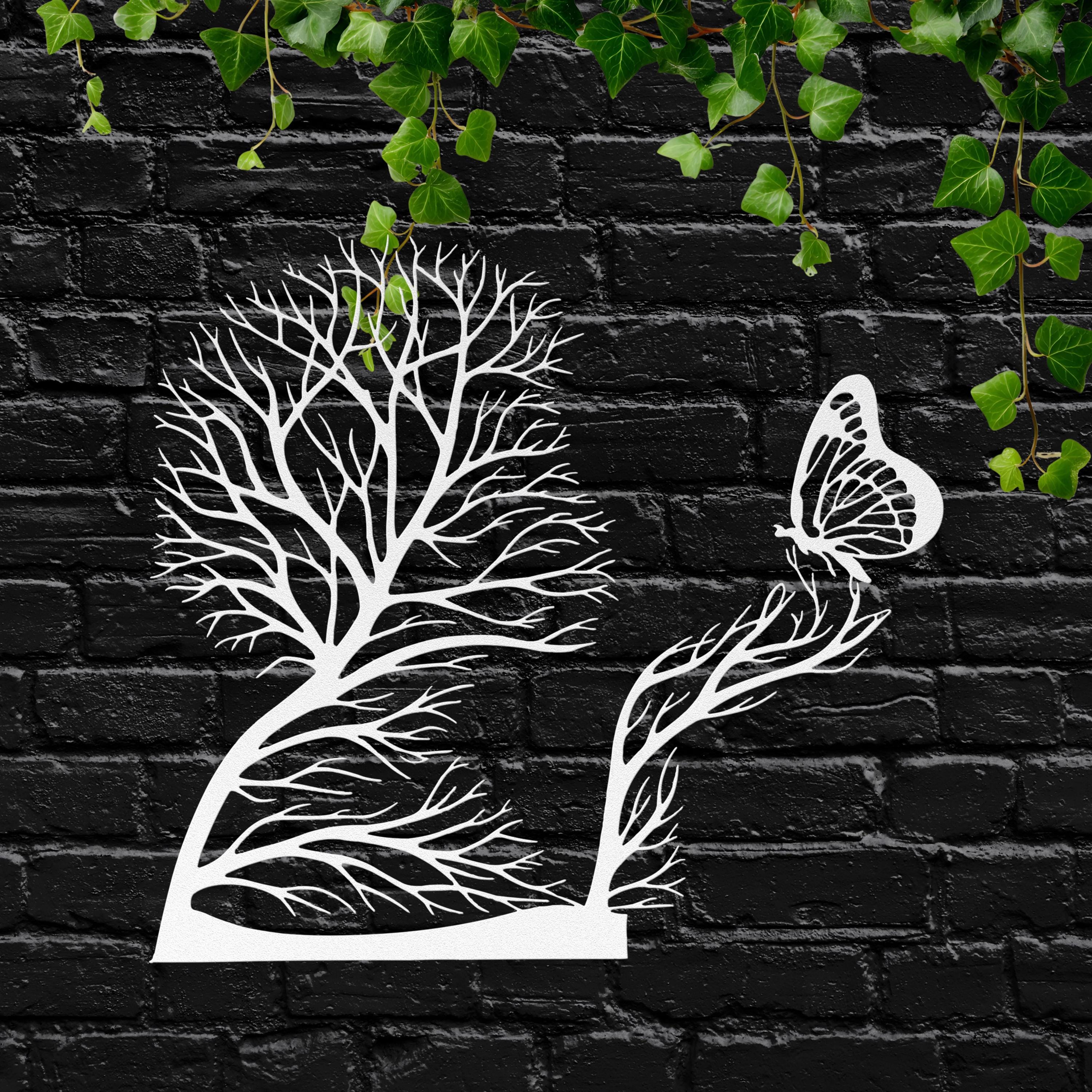 Tree of Life Wall Art – Custom Metal Garden Sign with Butterfly Nature Decor