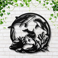 Dolphin Metal Wall Art | Ocean Die Cut Decor | Sea Life Silhouette Sign | Underwater Coral Reef Art | Coastal Beach Gift