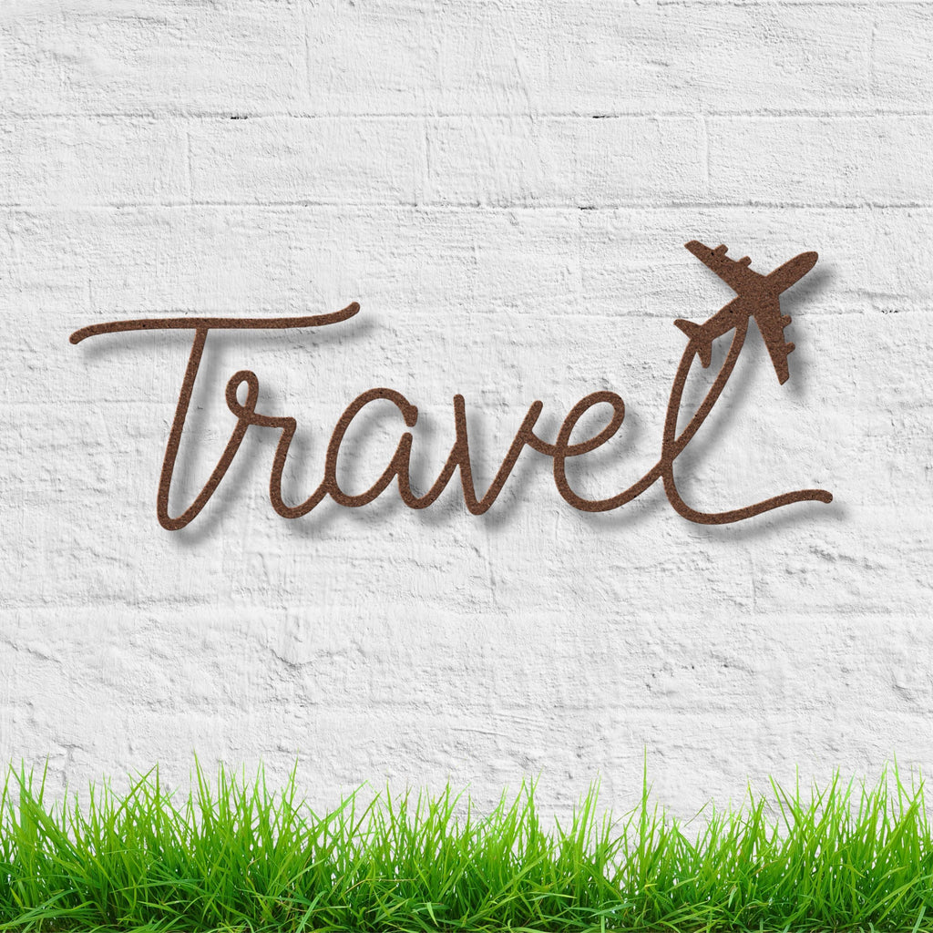 Travel Metal Sign - Minimalist Die Cut Metal Wall Art | Airplane Wanderlust Decor