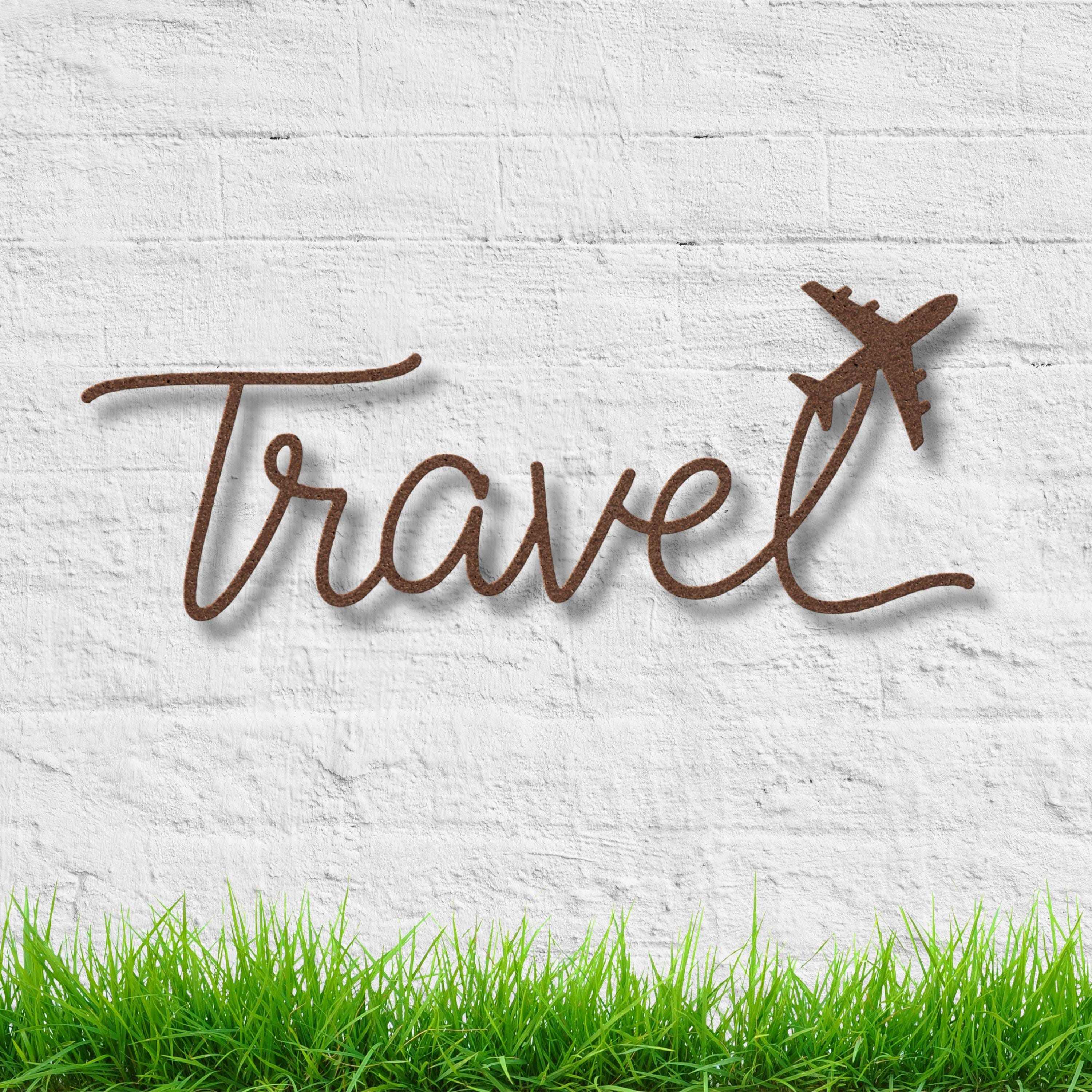 Travel Metal Sign - Minimalist Die Cut Metal Wall Art | Airplane Wanderlust Decor