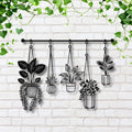 Metal Hanging Potted Plants Wall Art | Minimalist Indoor Garden Sign
