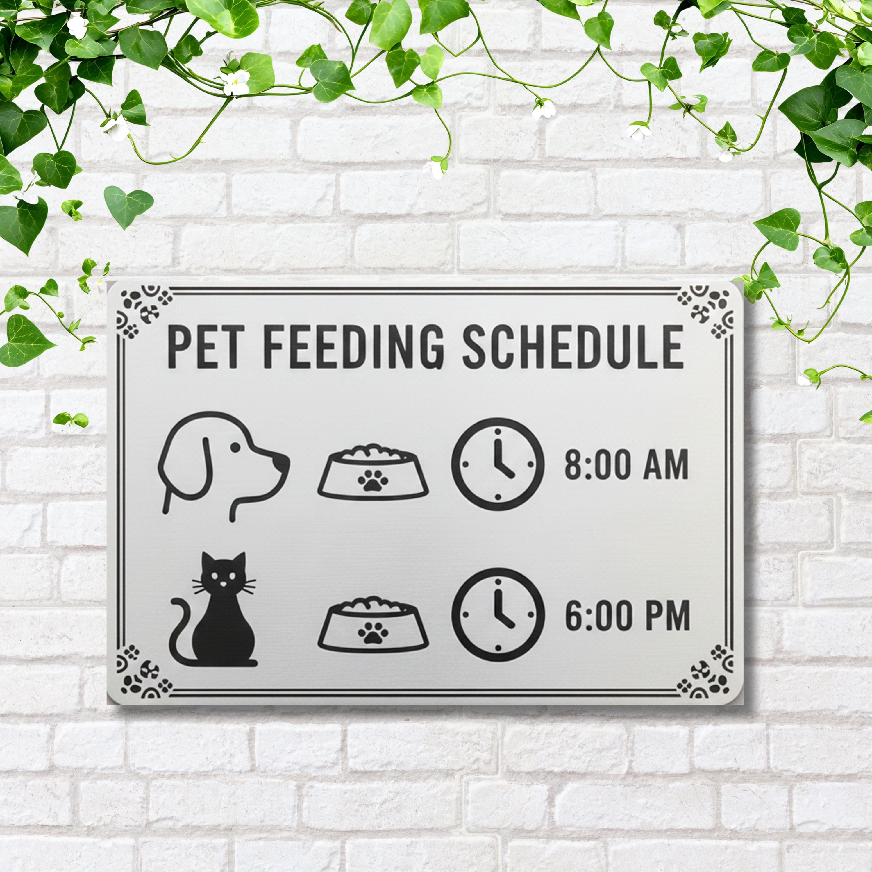Custom Pet Feeding Schedule Metal Sign, Personalized Dog and Cat Care Reminder, Pet Gift