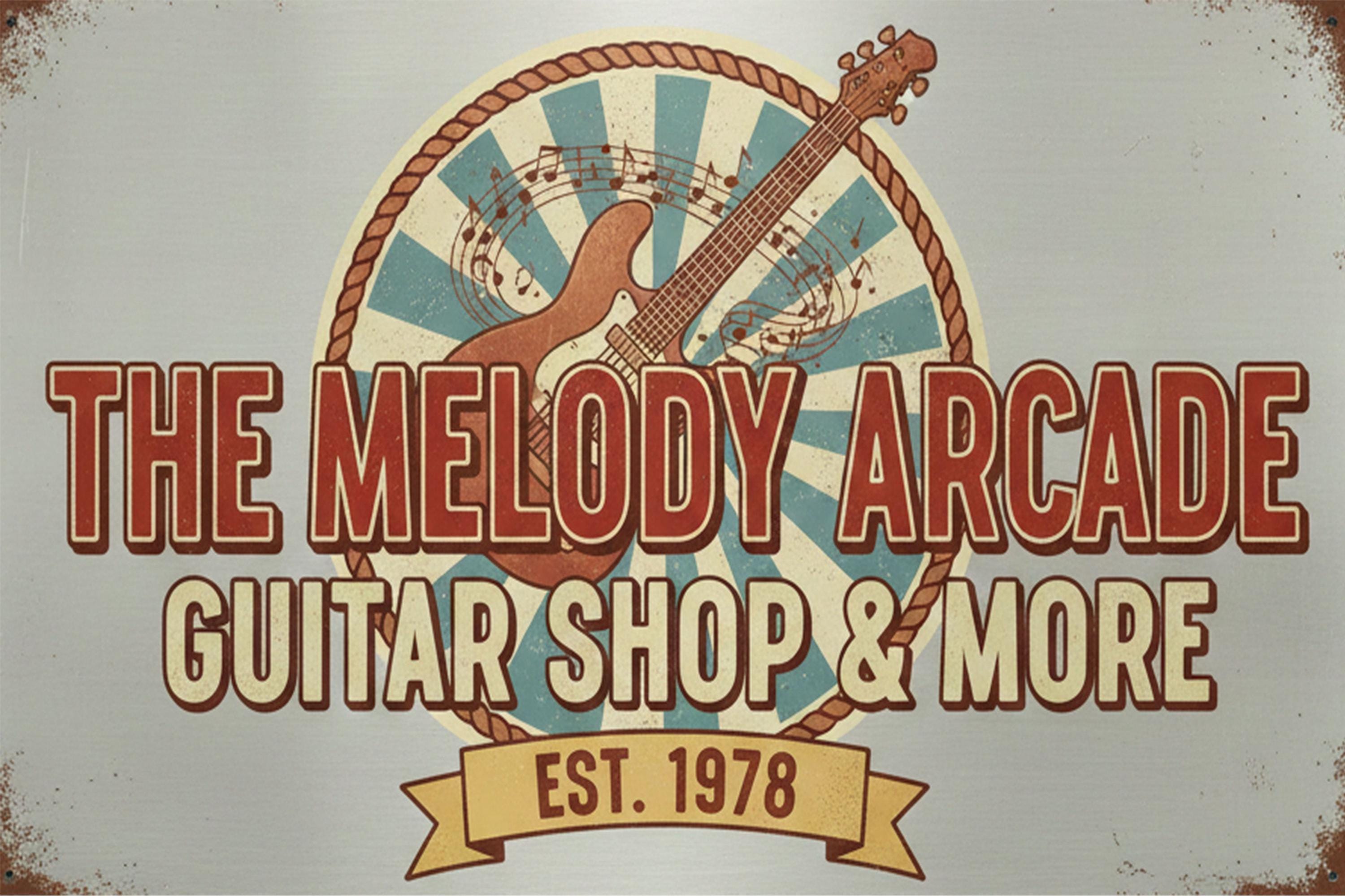 Custom Guitar Shop Metal Sign | Personalized Plaque | Retro Music Studio Decor | Vintage Guitarist Established Art Gift