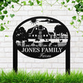 Custom Family Farm Sign, Personalized Die-Cut Metal Barn & Livestock Silhouette, Farmhouse Rural Yard Stake, Ranch Decor