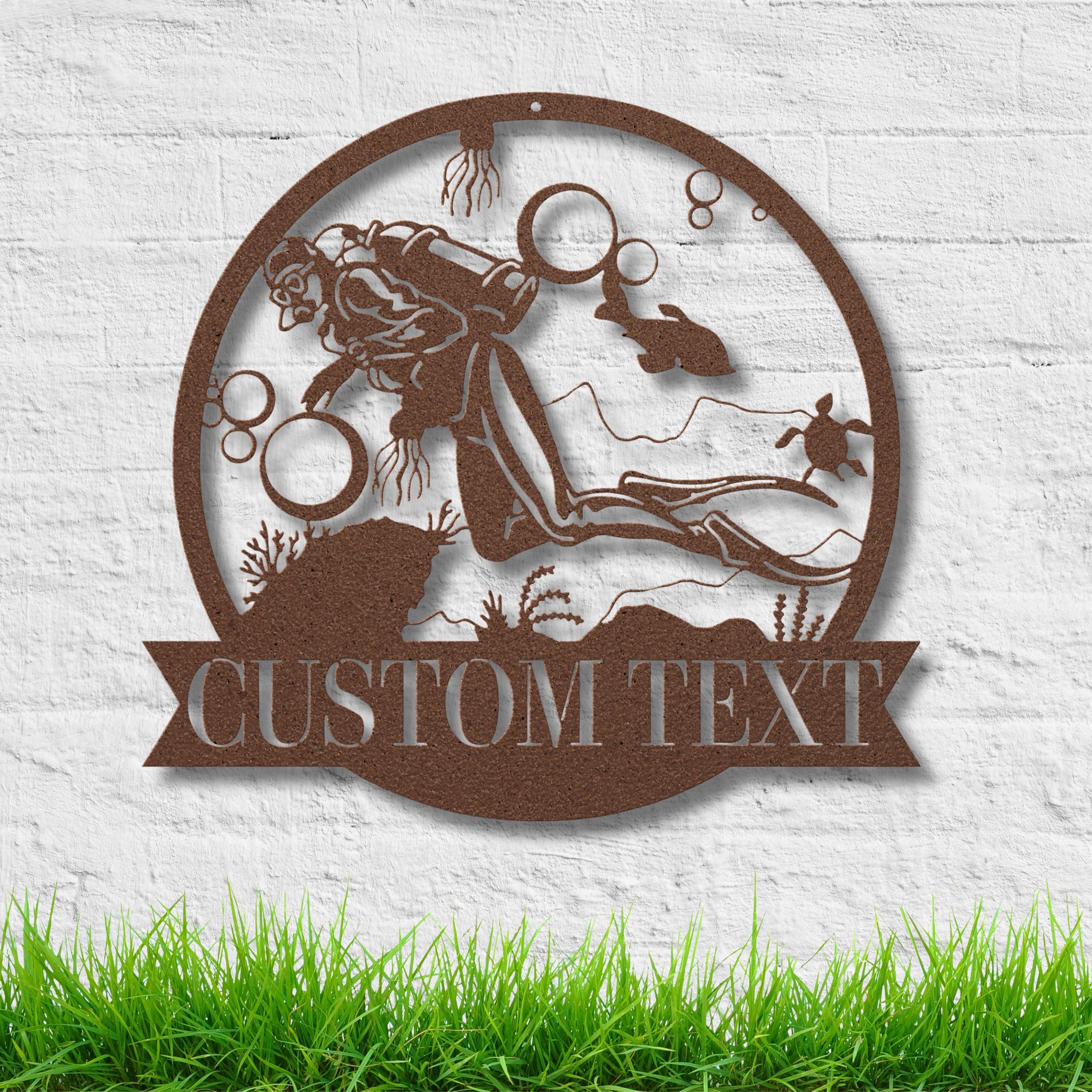 Personalized Scuba Diver Art - Custom Dive Sign | Ocean Wall Decor & Sea Turtle Gift