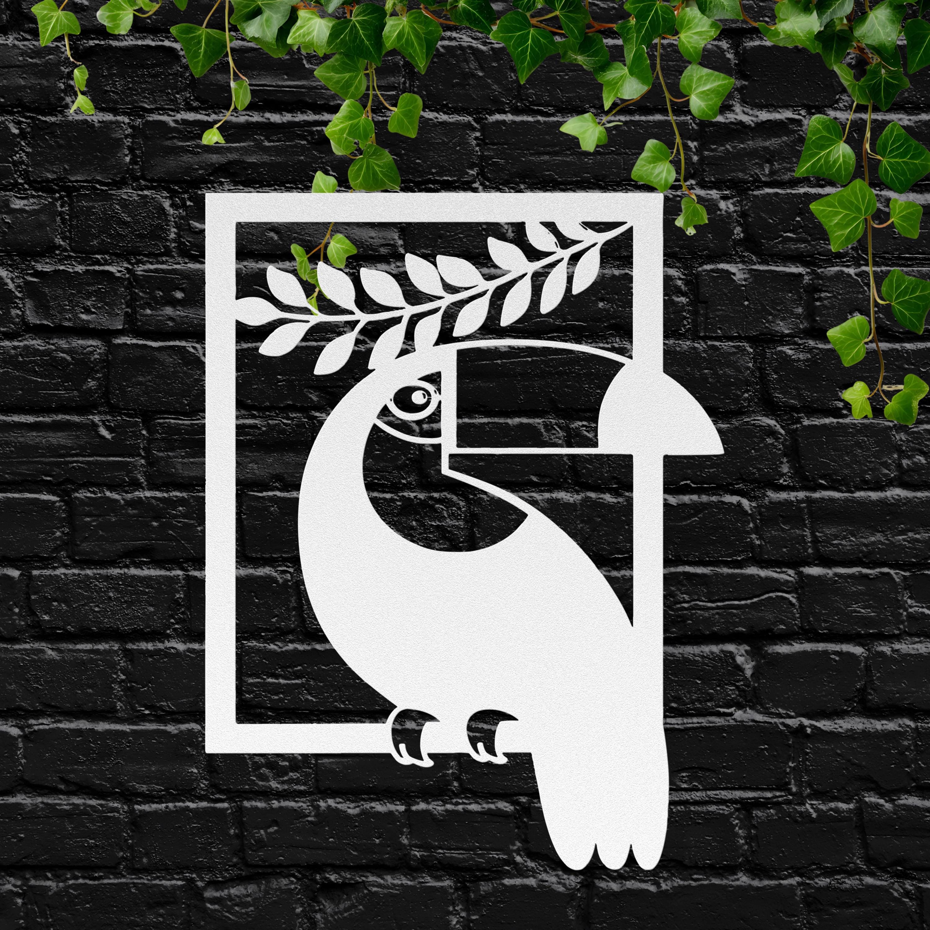 Geometric Toucan Metal Wall Art | Tropical Bird Die-Cut Sign | Modern Jungle Aesthetic Decor