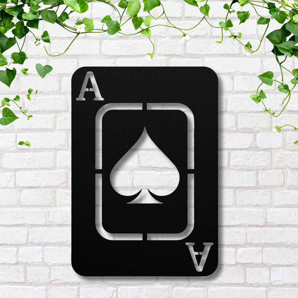 Ace of Spades Metal Wall Art | Playing Card Silhouette | Poker Room Decor | Black & White Casino Sign | Card Game Gift